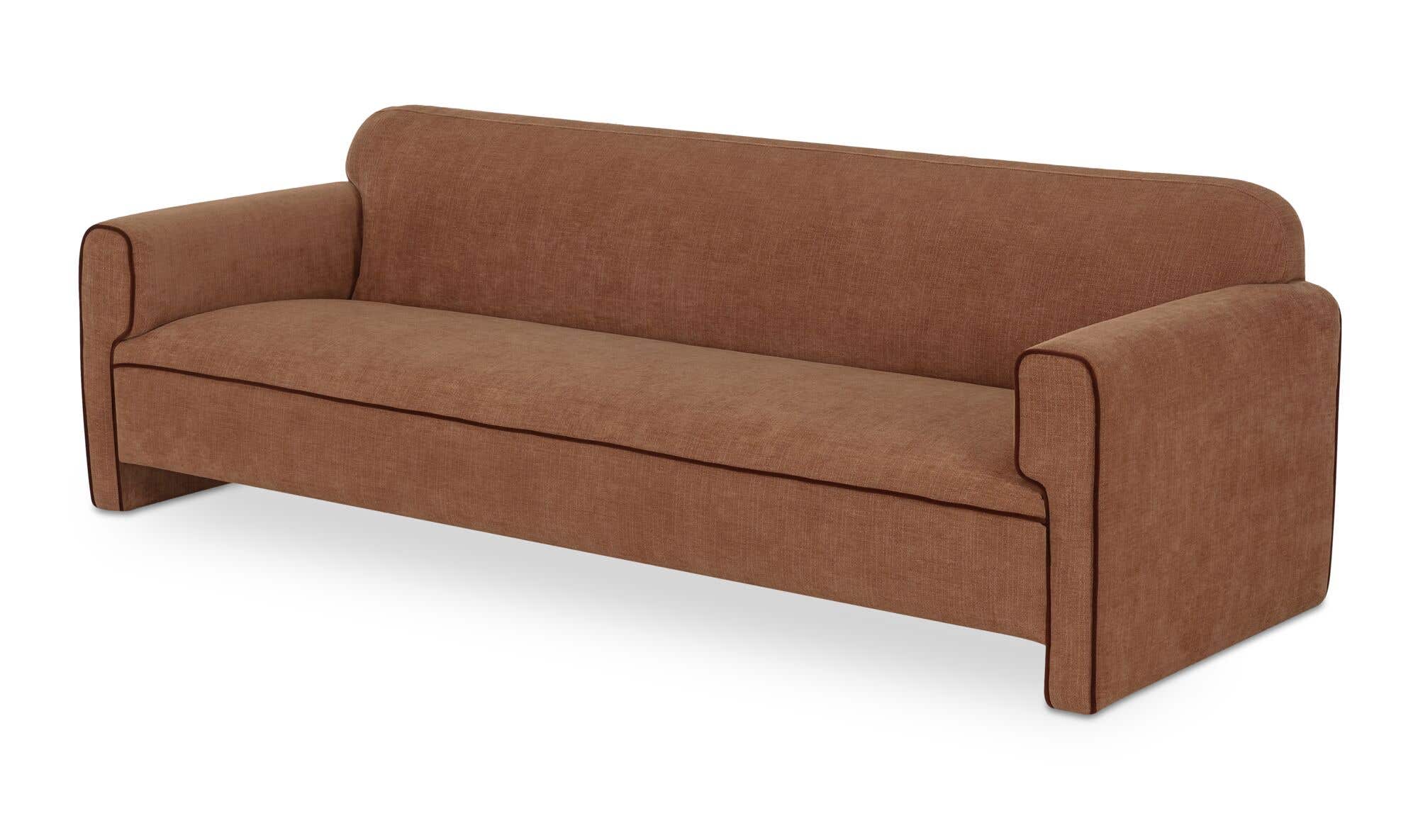 90" Light Brown Upholstered Sofa
