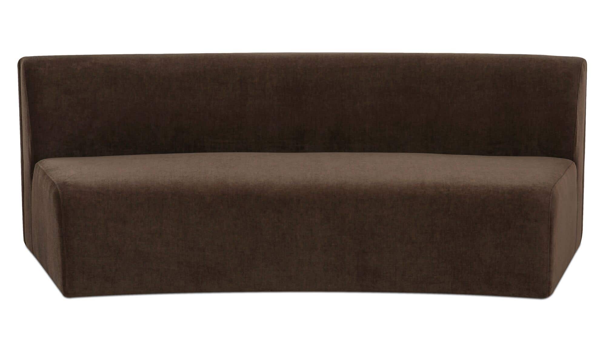 80.7" Dark Brown Upholstered Concave Sofa