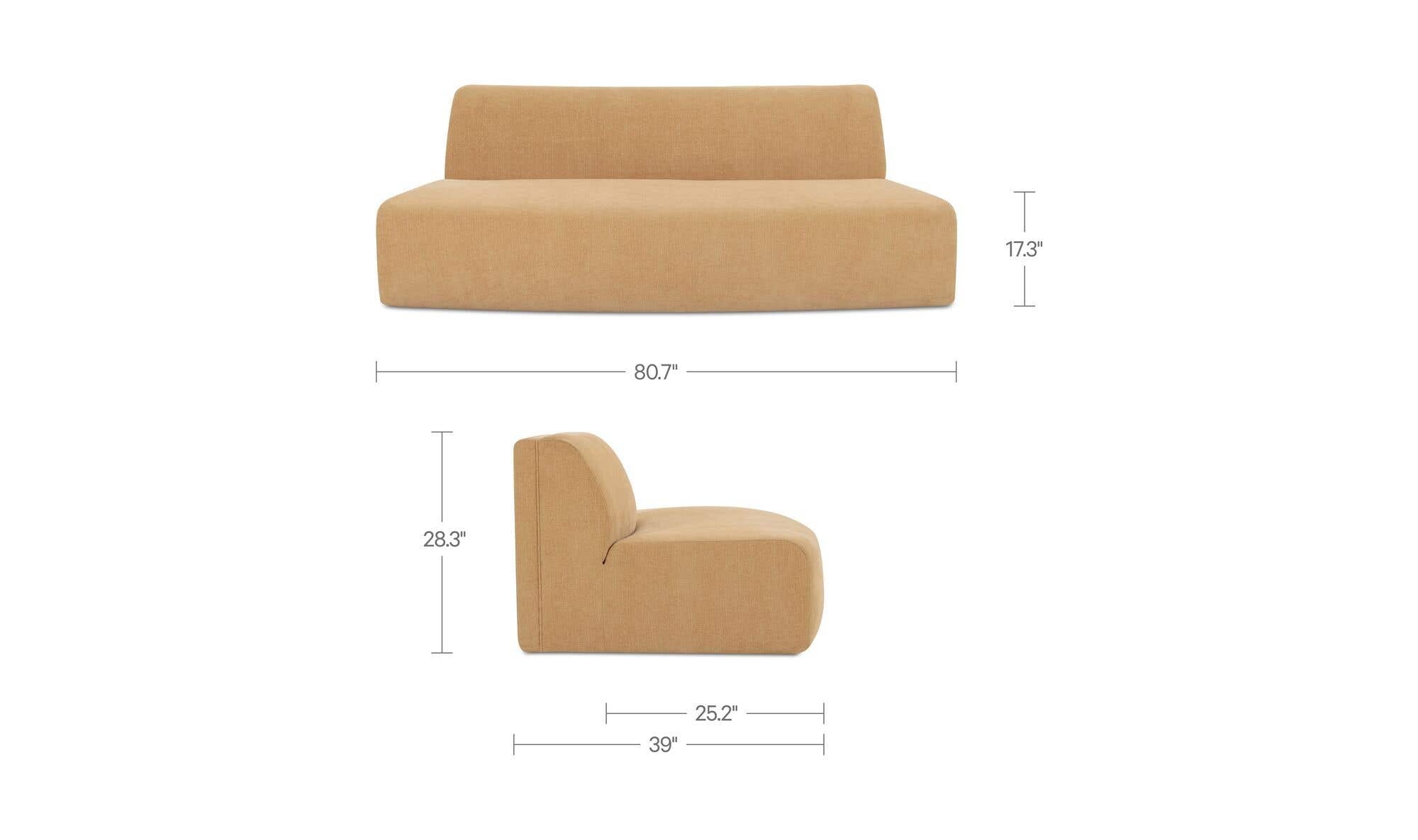 80.7" Golden Yellow Upholstered Convex Sofa