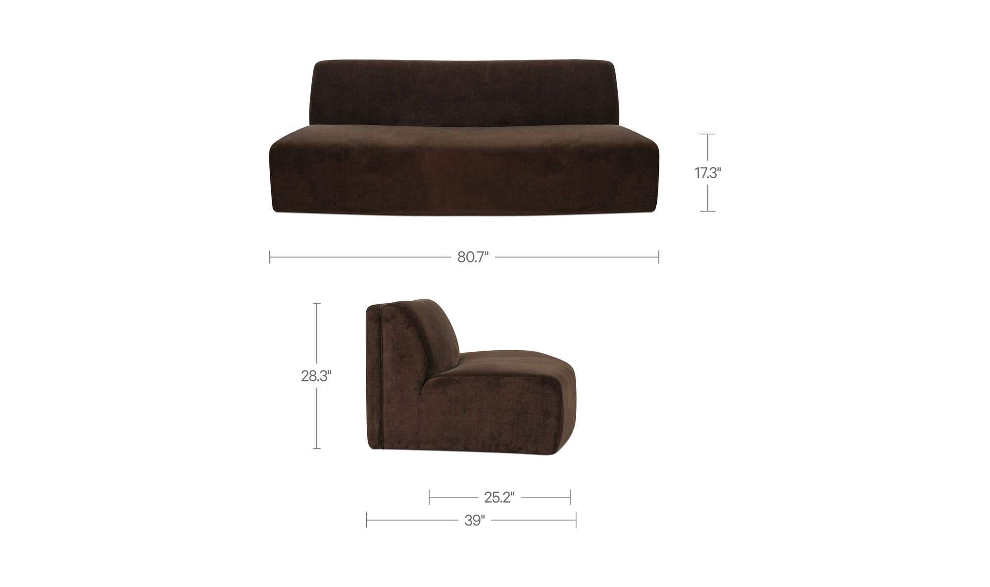 80.7" Dark Brown Upholstered Convex Sofa