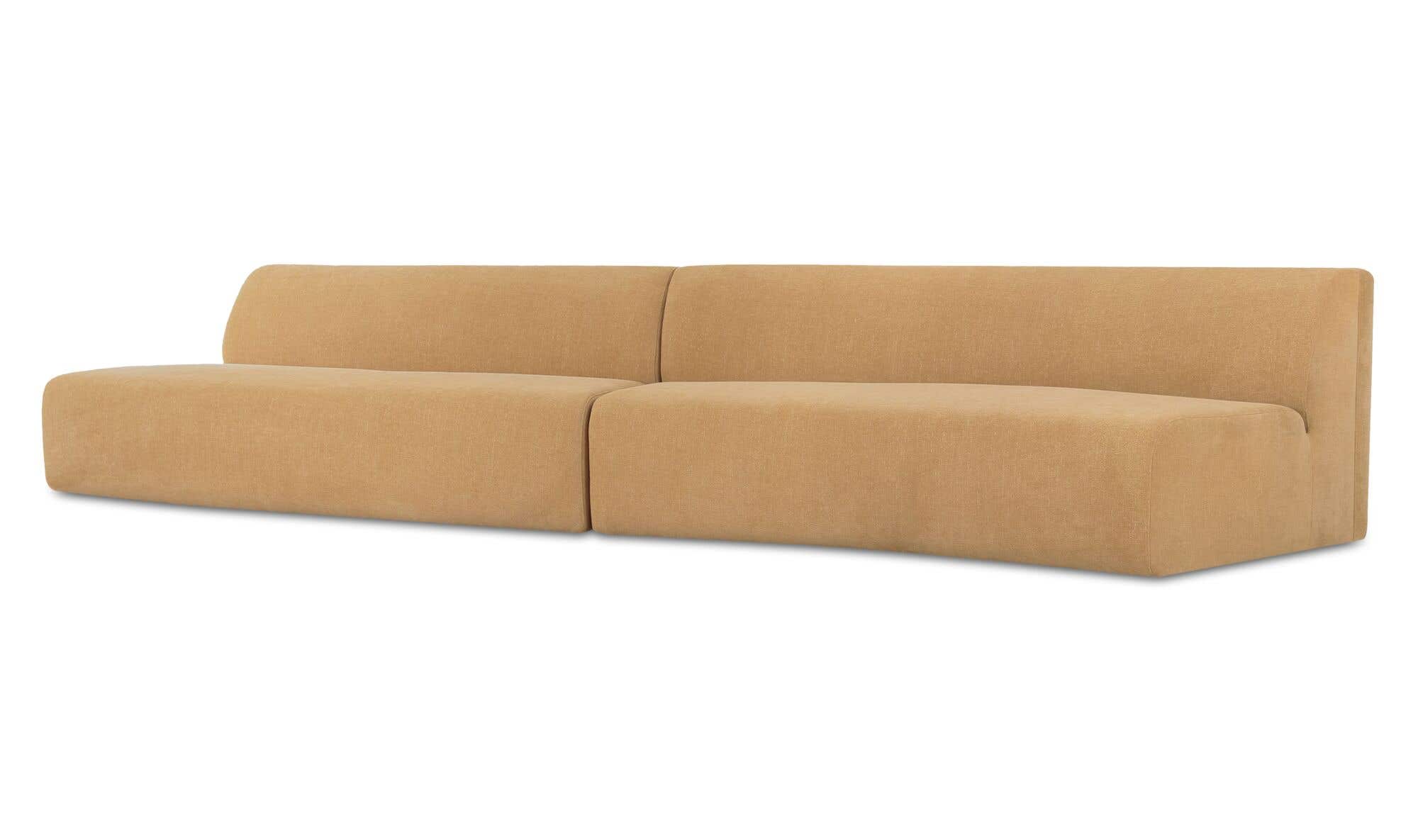 161.4" Golden Yellow Upholstered 2 Piece Wave Modular Sectional