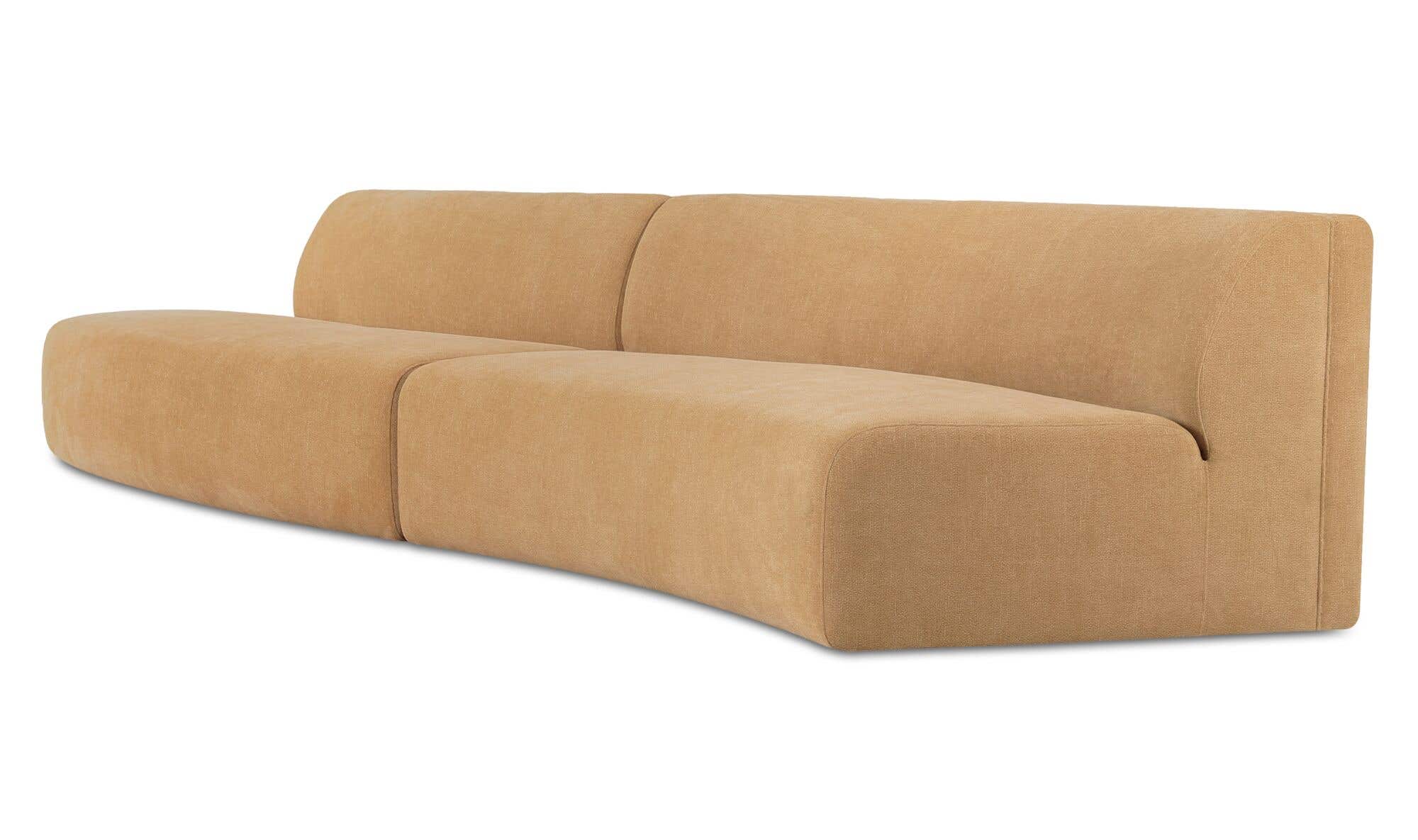 161.4" Golden Yellow Upholstered 2 Piece Wave Modular Sectional