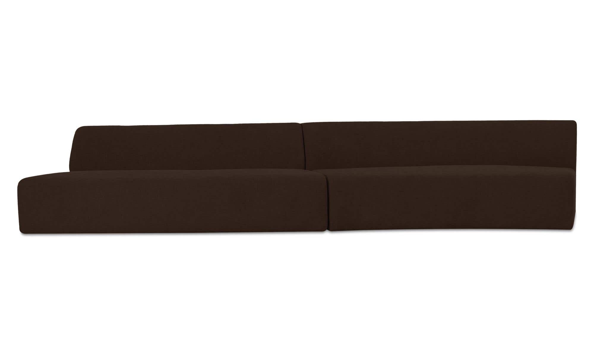 161.4" Dark Brown Upholstered 2 Piece Wave Modular Sectional