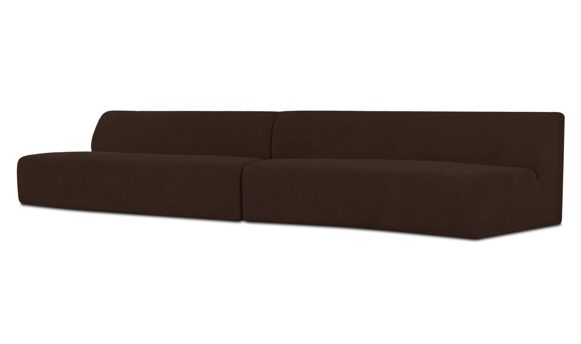 161.4" Dark Brown Upholstered 2 Piece Wave Modular Sectional