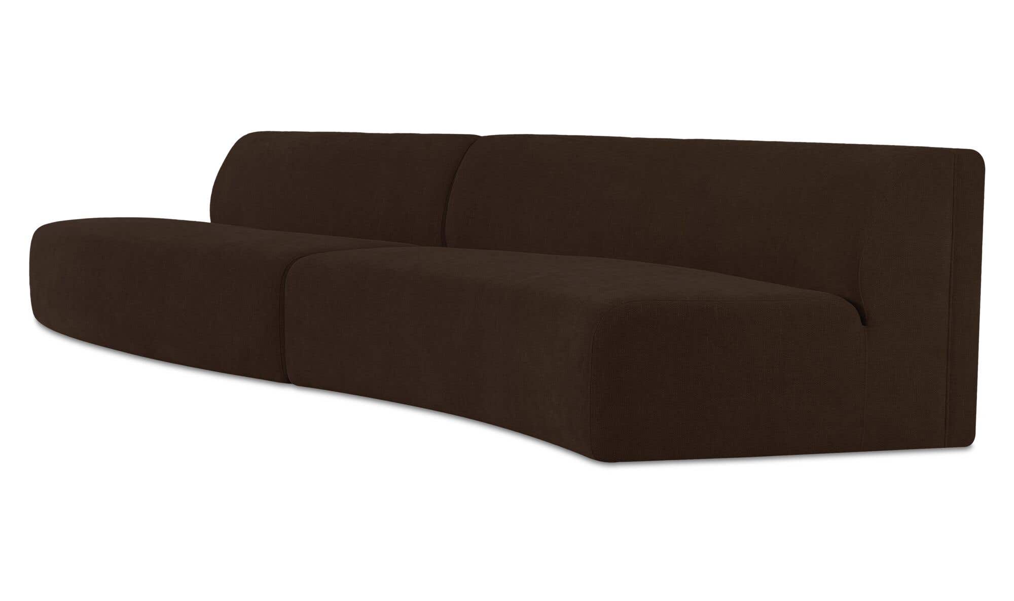 161.4" Dark Brown Upholstered 2 Piece Wave Modular Sectional