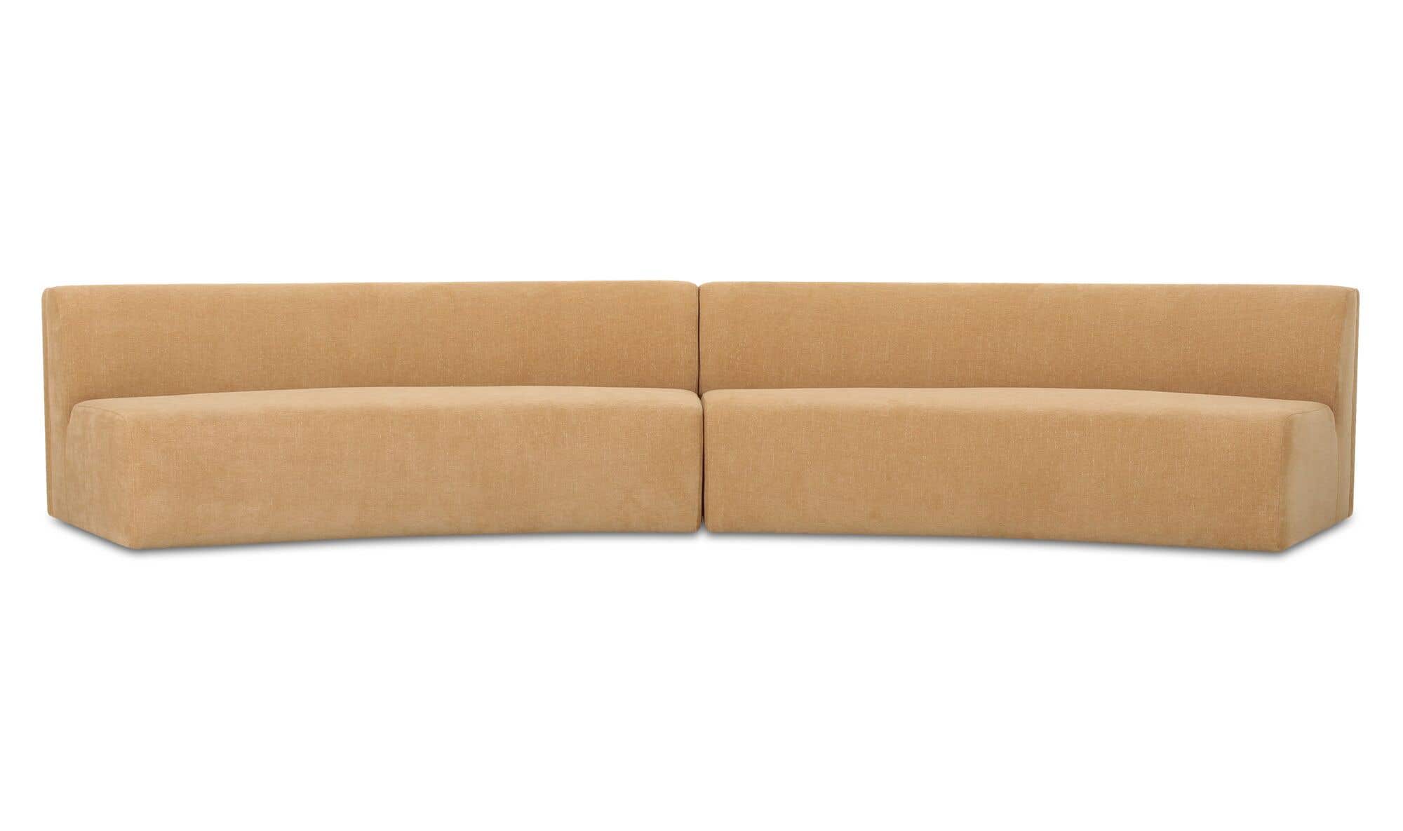 161.4" Golden Yellow Upholstered 2 Piece Concave Modular Sectional