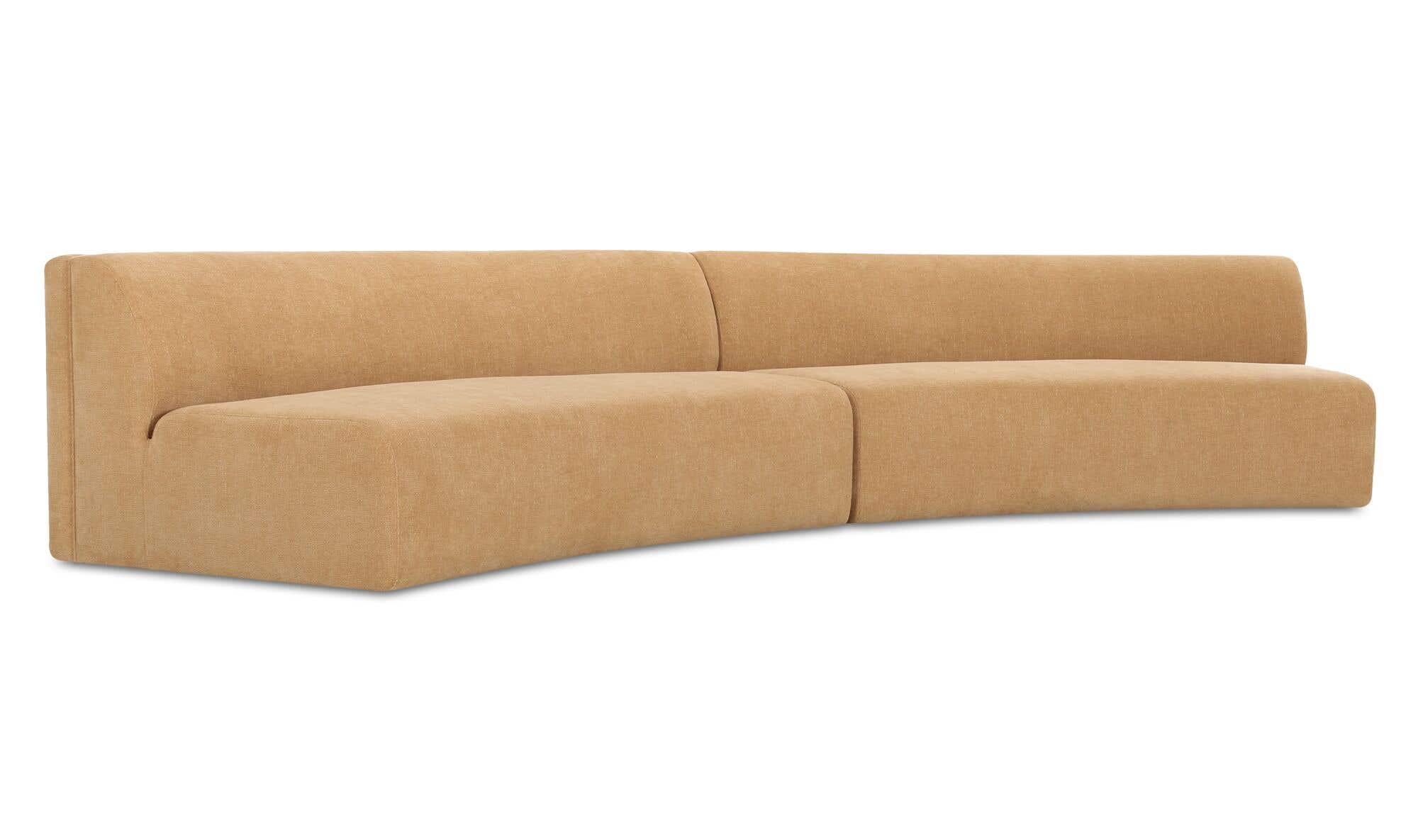 161.4" Golden Yellow Upholstered 2 Piece Concave Modular Sectional