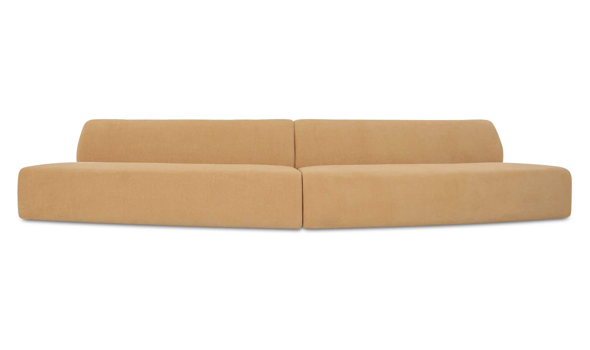 161.4" Golden Yellow Upholstered 2 Piece Convex Modular Sectional