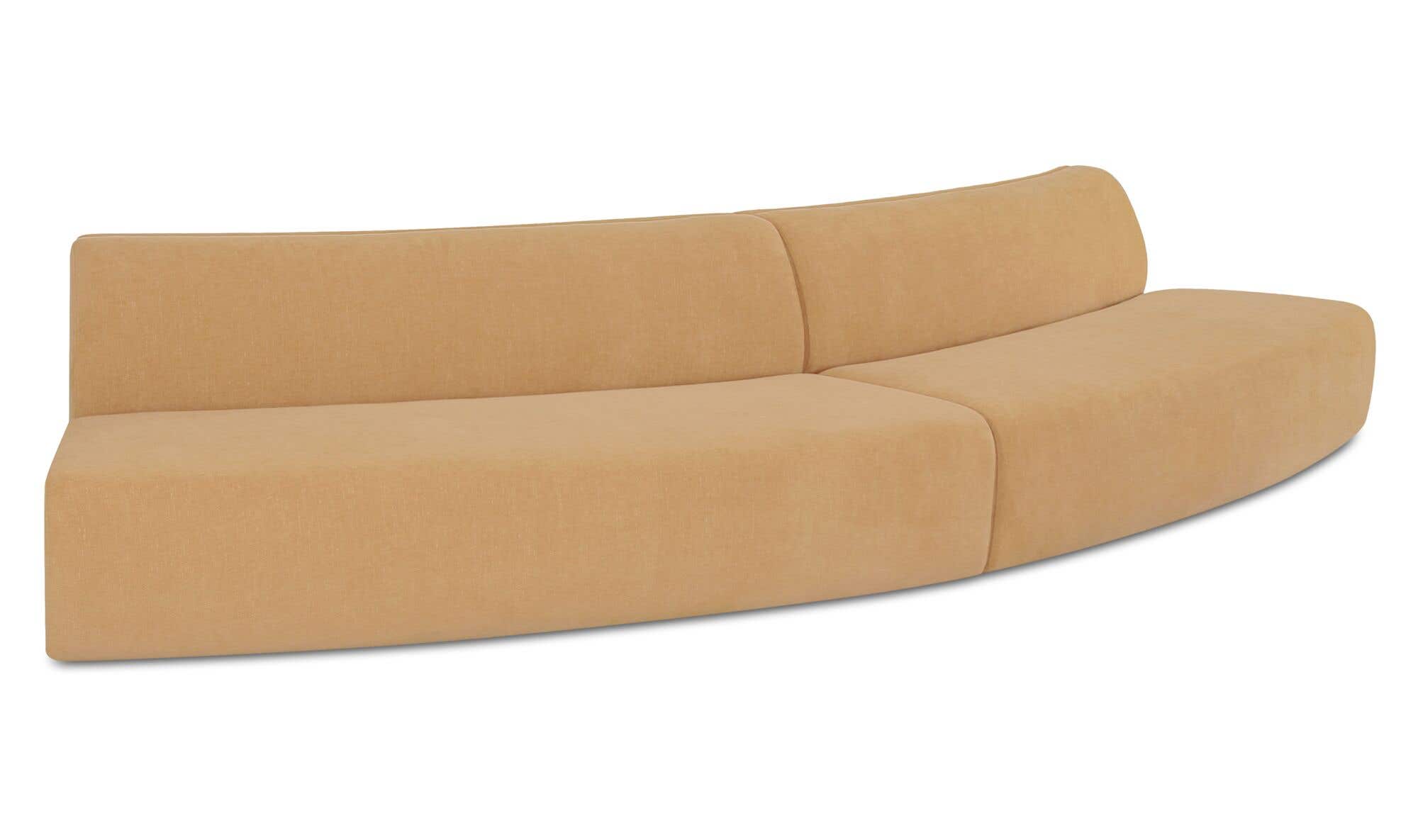 161.4" Golden Yellow Upholstered 2 Piece Convex Modular Sectional