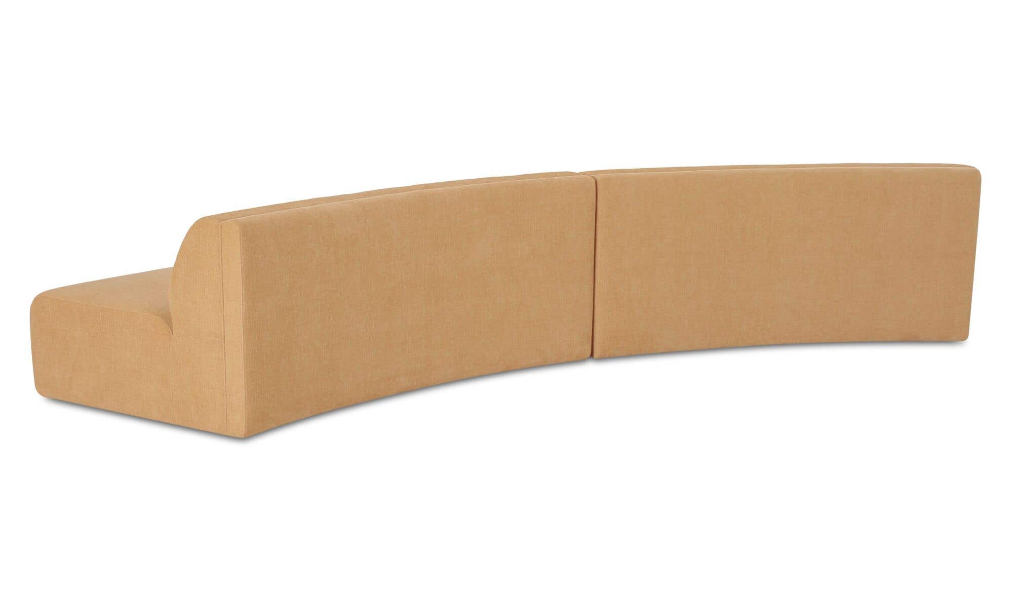 161.4" Golden Yellow Upholstered 2 Piece Convex Modular Sectional