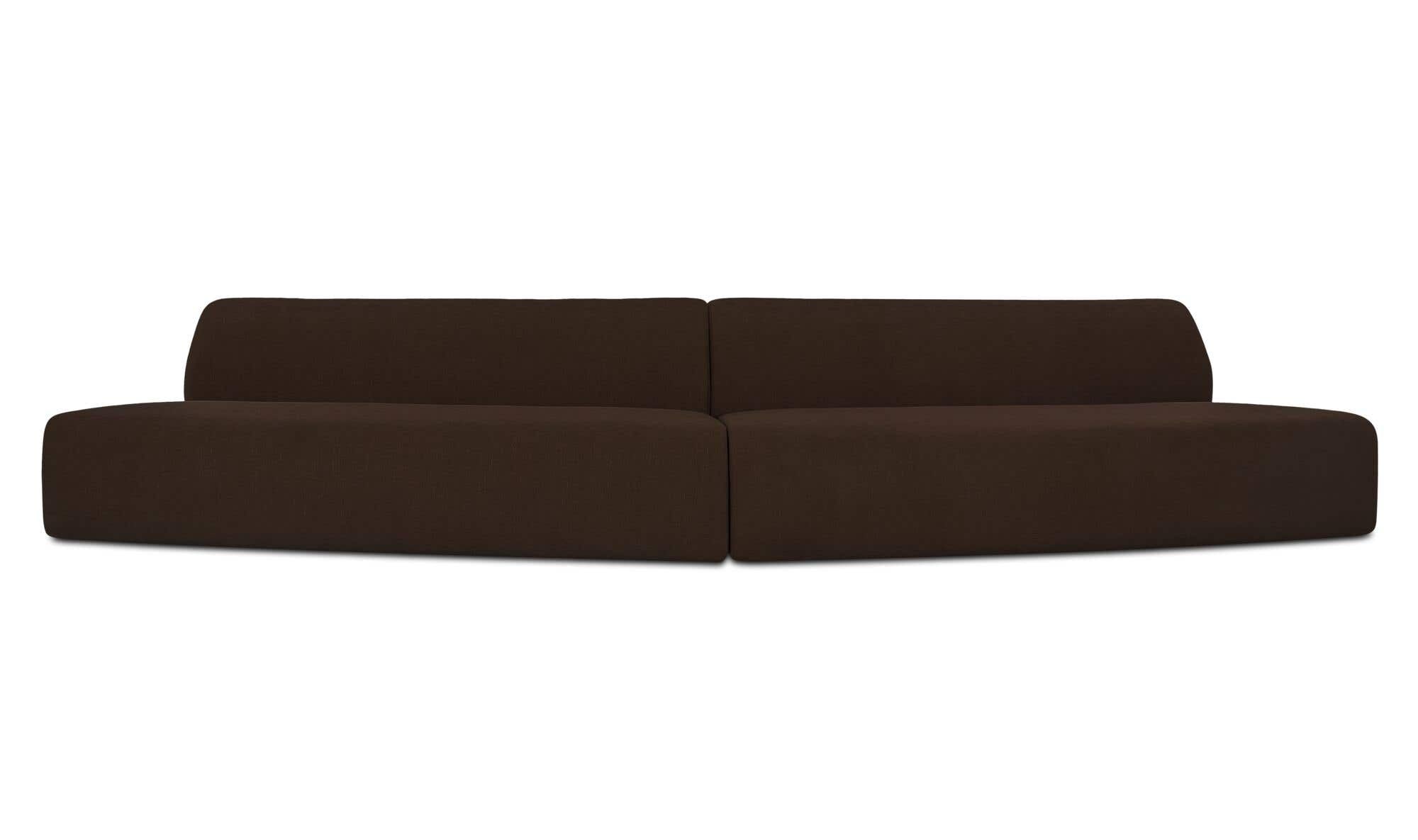 161.4" Dark Brown Upholstered 2 Piece Convex Modular Sectional