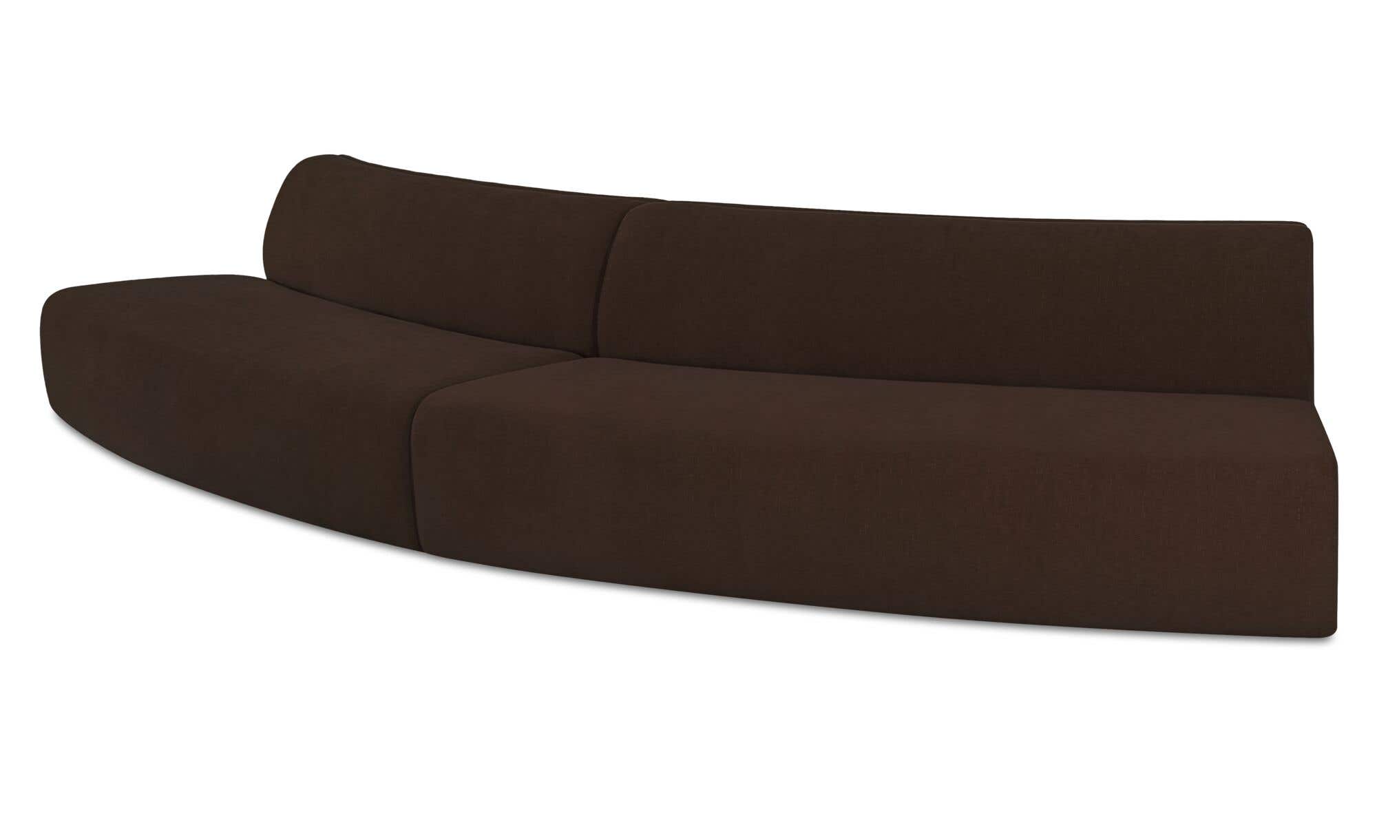 161.4" Dark Brown Upholstered 2 Piece Convex Modular Sectional