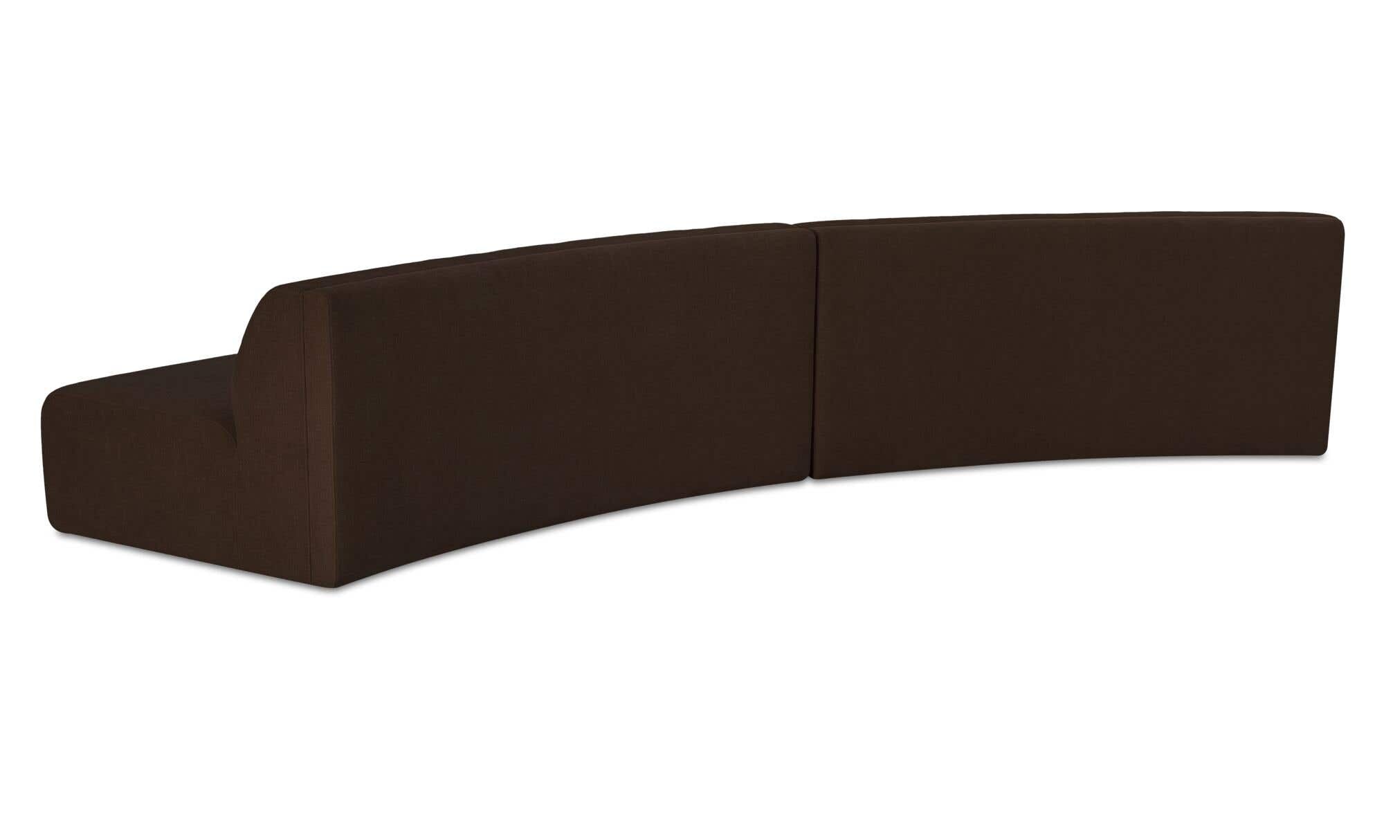 161.4" Dark Brown Upholstered 2 Piece Convex Modular Sectional