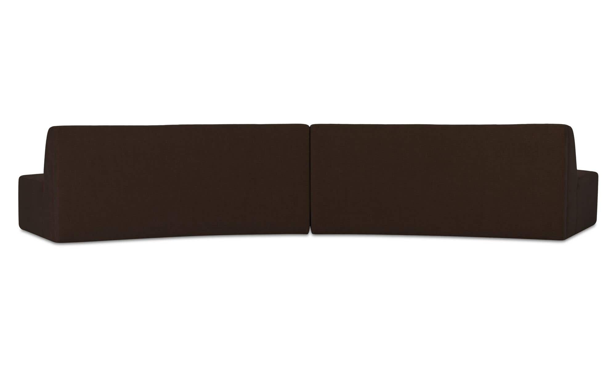 161.4" Dark Brown Upholstered 2 Piece Convex Modular Sectional
