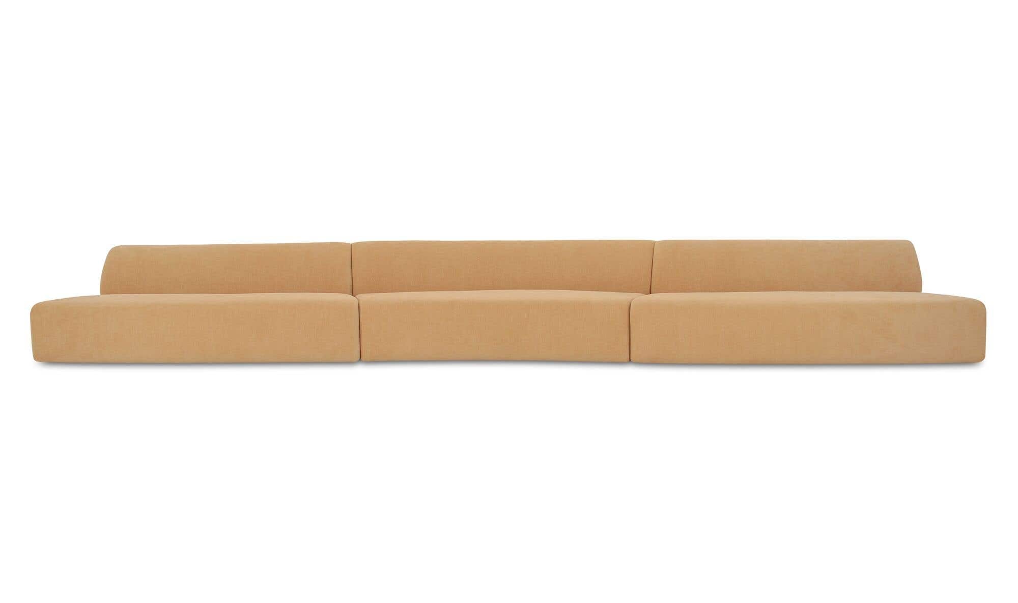 242.1" Golden Yellow Upholstered 3 Piece Wave Modular Sectional