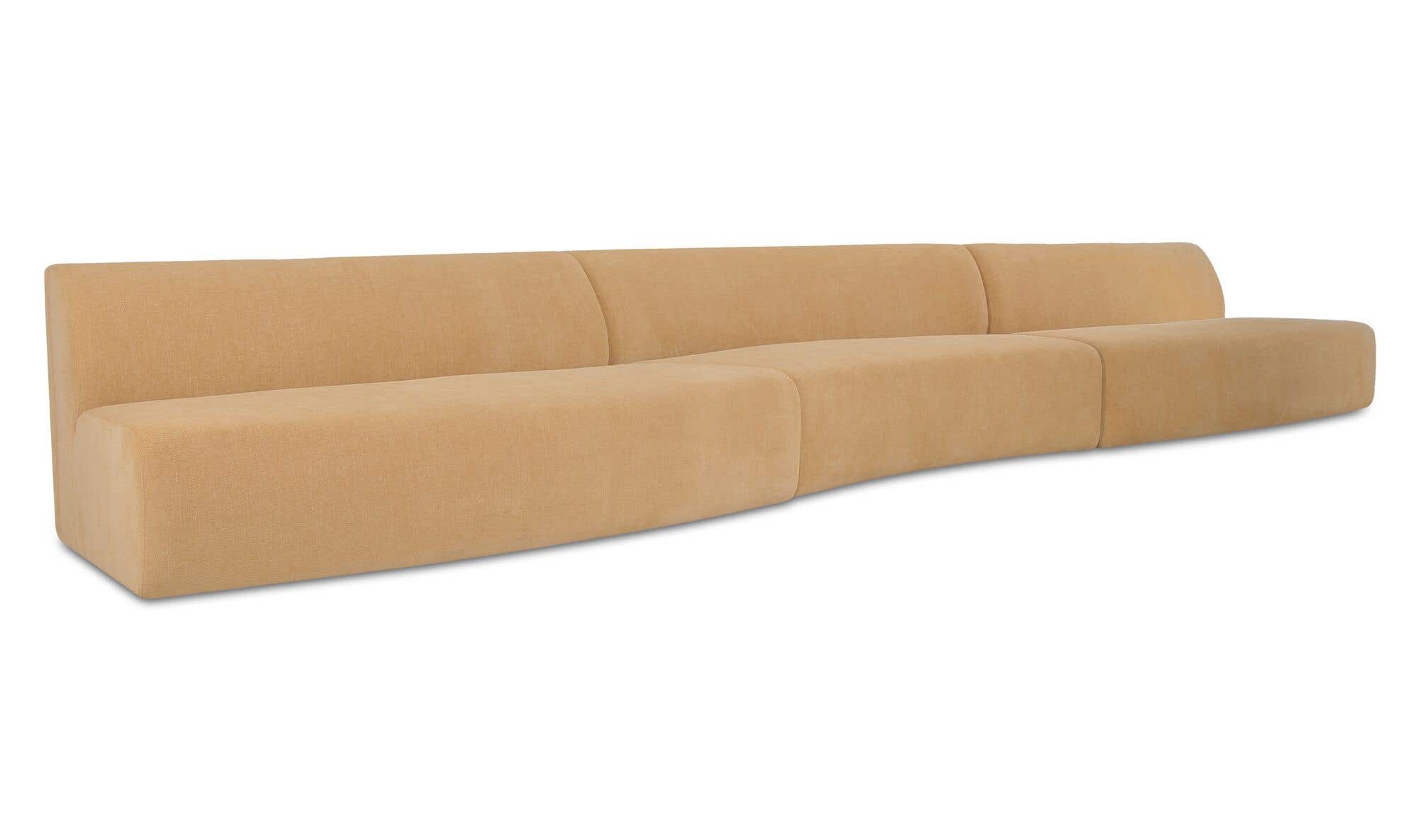 242.1" Golden Yellow Upholstered 3 Piece Wave Modular Sectional