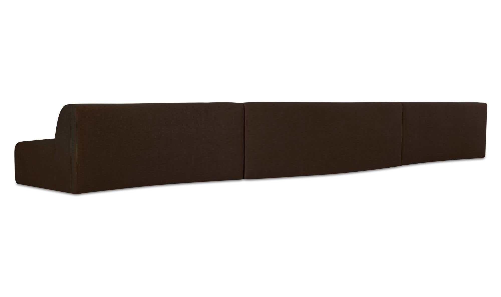 242.1" Dark Brown Upholstered 3 Piece Wave Modular Sectional