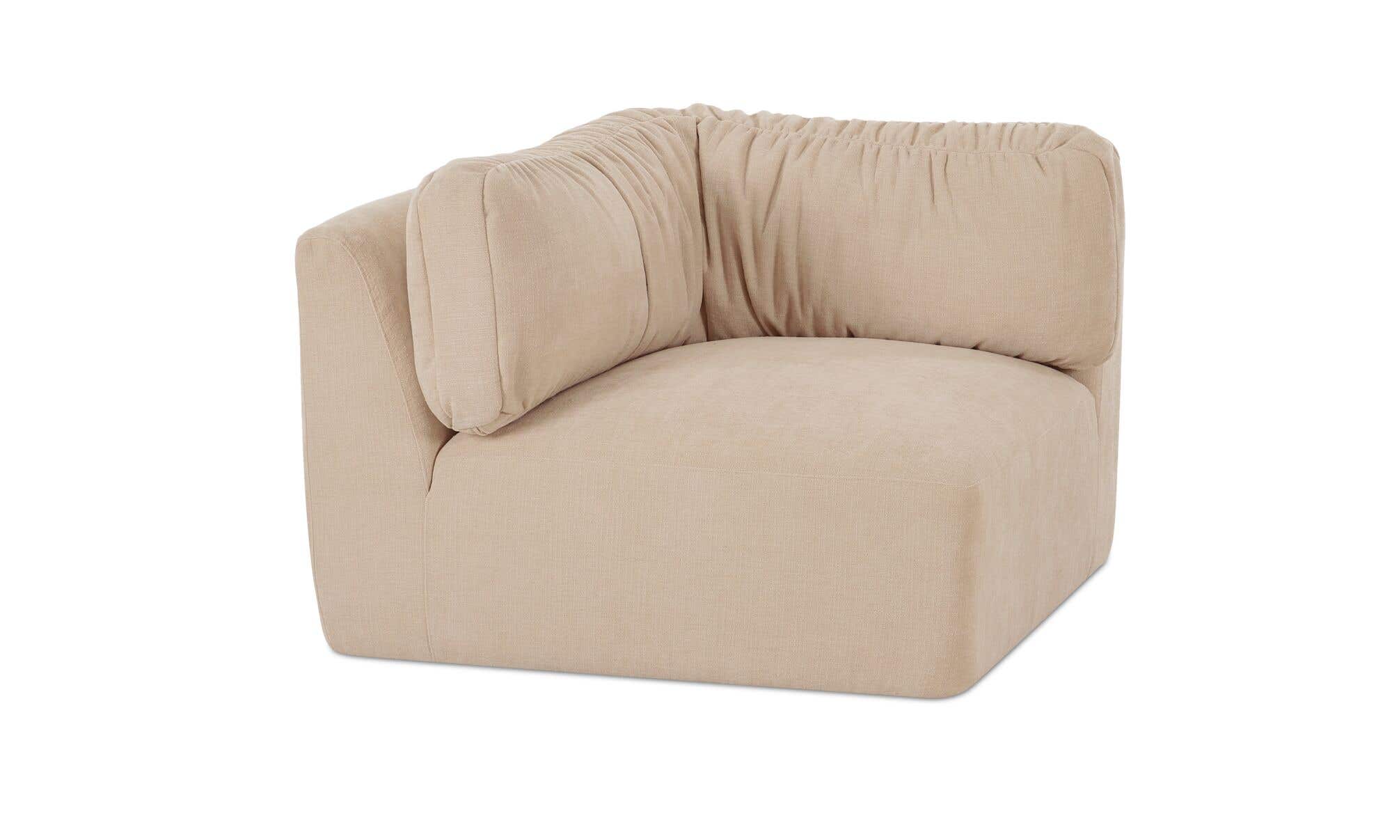 40.9" Oatmeal Upholstered Corner Chair