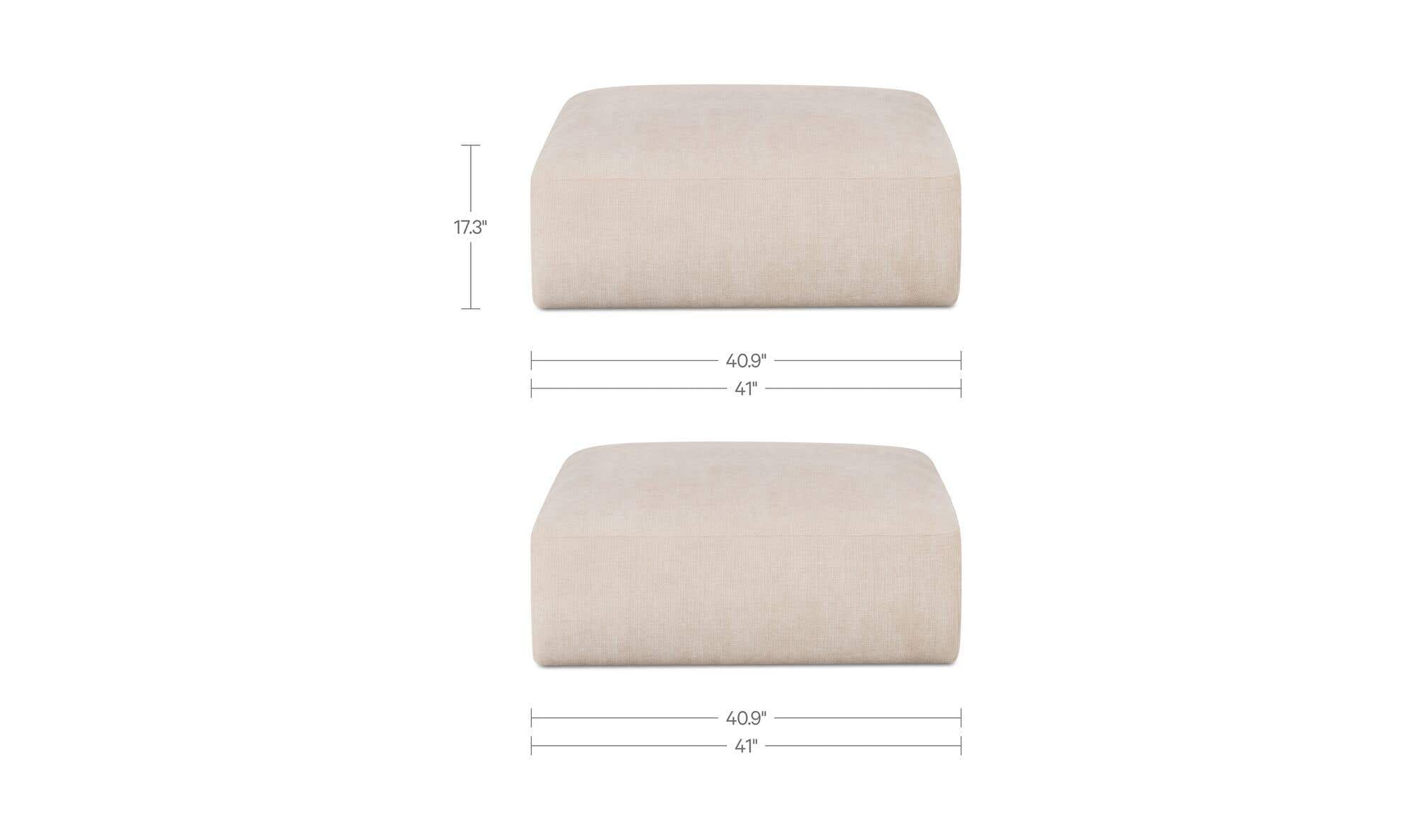 40.9" Oatmeal Upholstered Ottoman