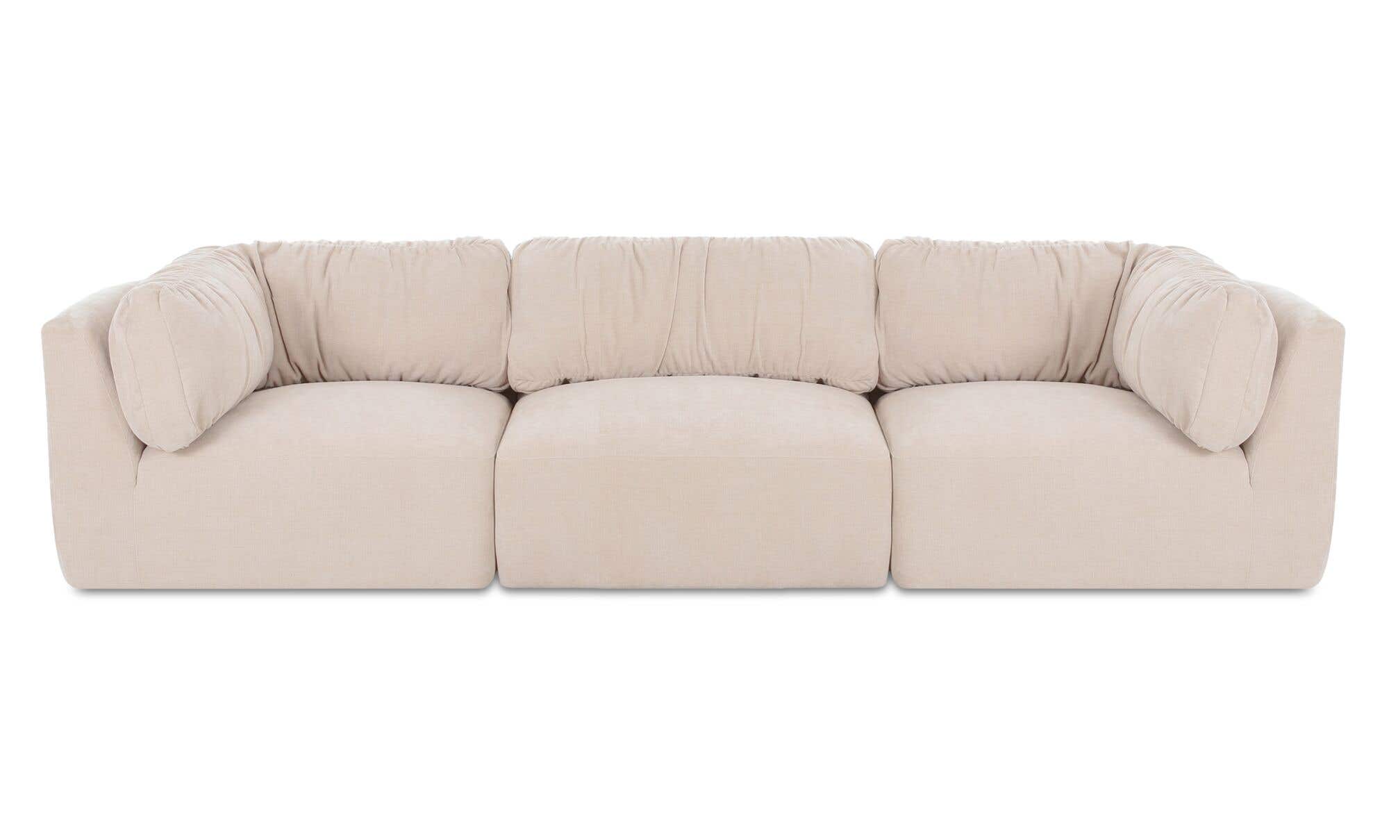 118" Oatmeal Upholstered Modular Sofa