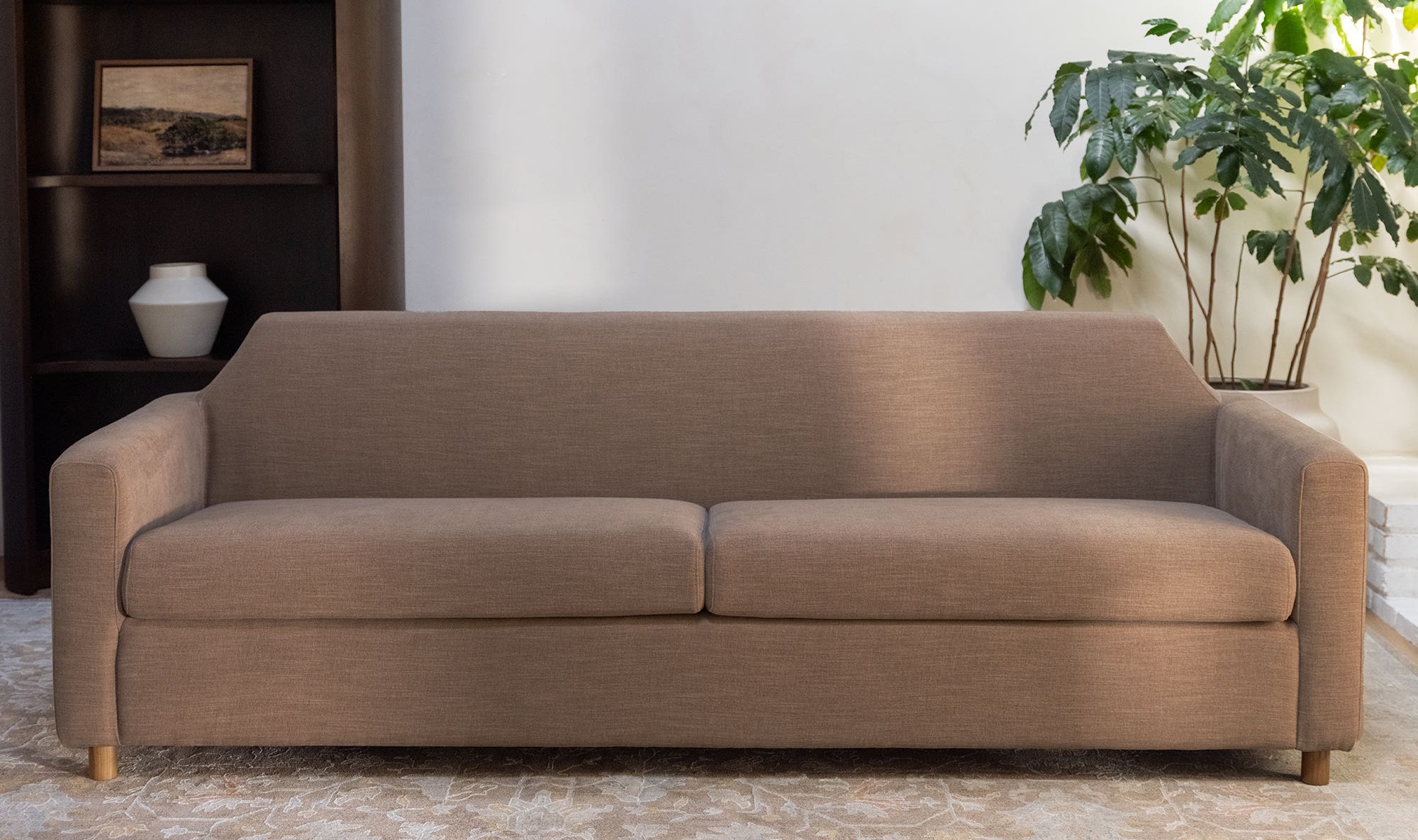 92" Soft Brown Upholstered Sofa