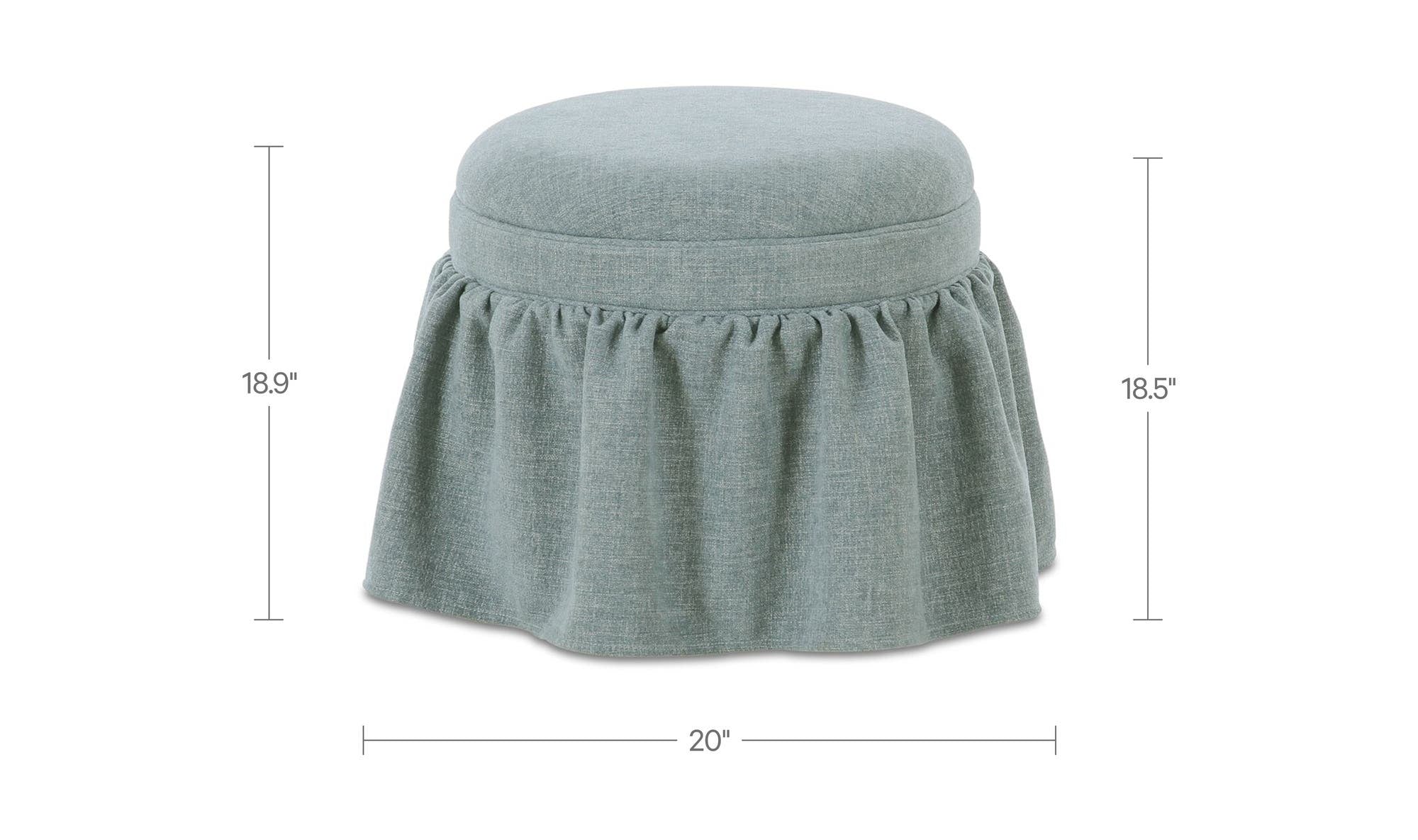 20" Light Blue Upholstered Ottoman