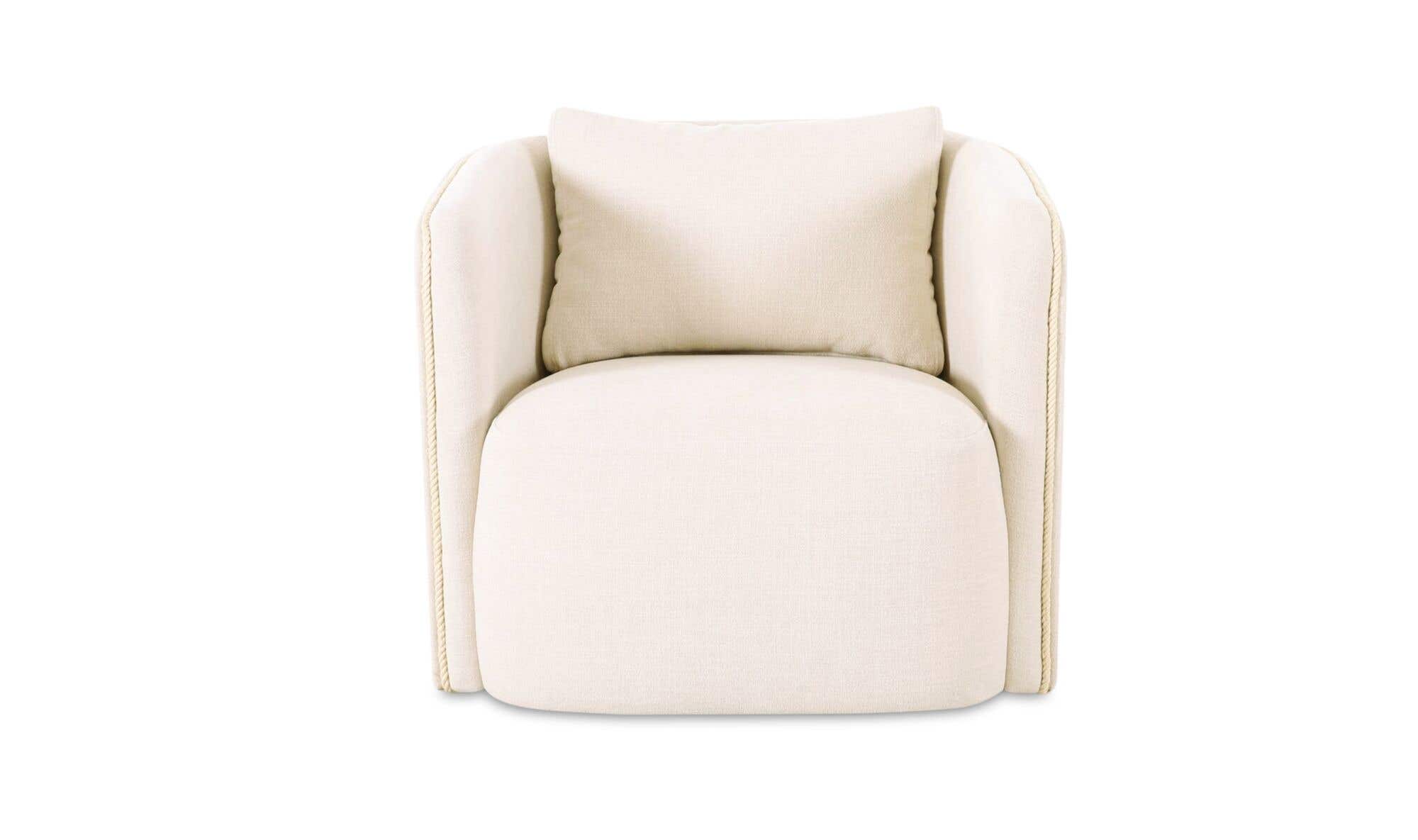 29.92" Warm White Upholstered Accent Chair