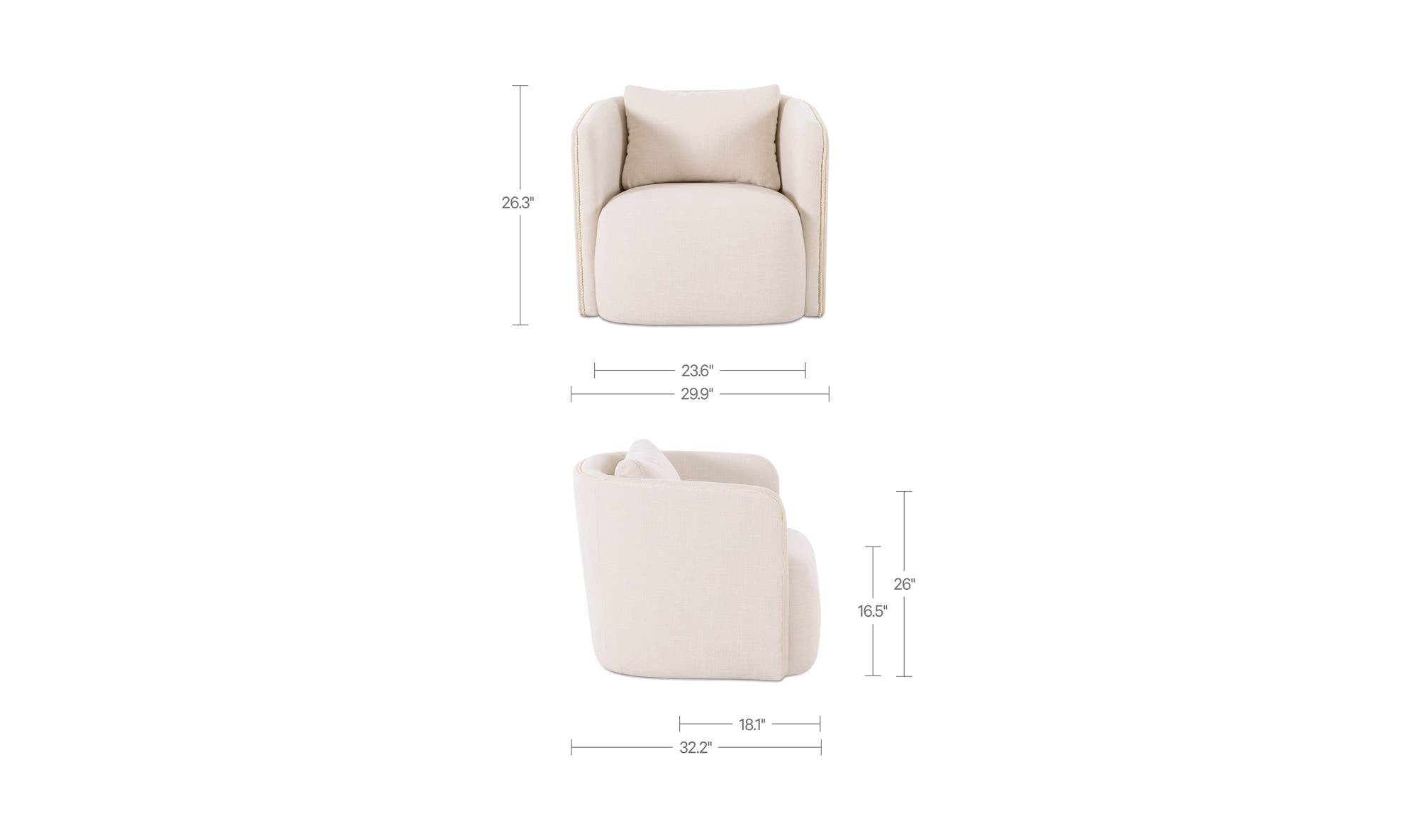 29.92" Warm White Upholstered Accent Chair