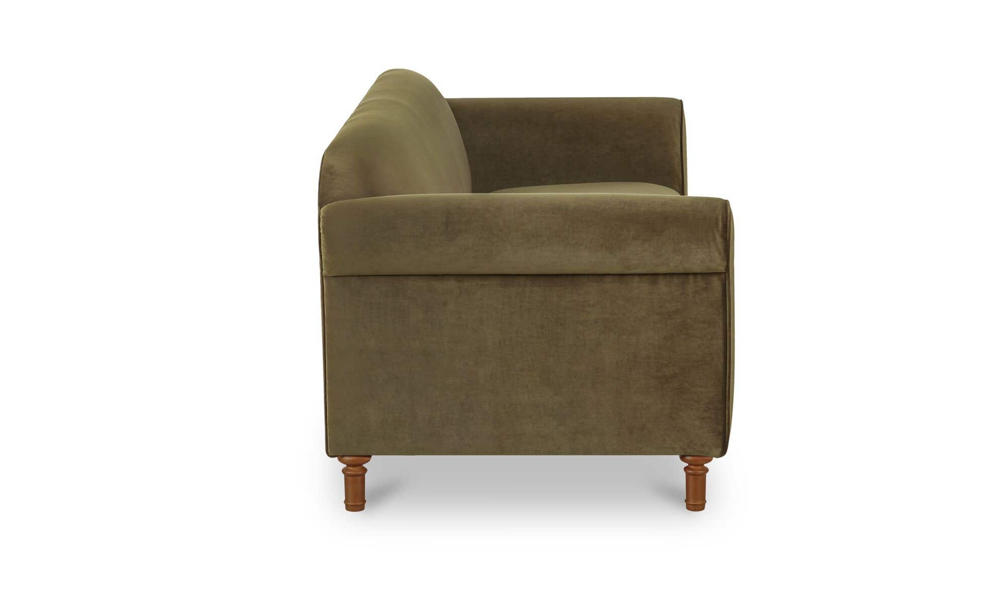 84.8" Dark Green Faux Mohair Upholstered Sofa