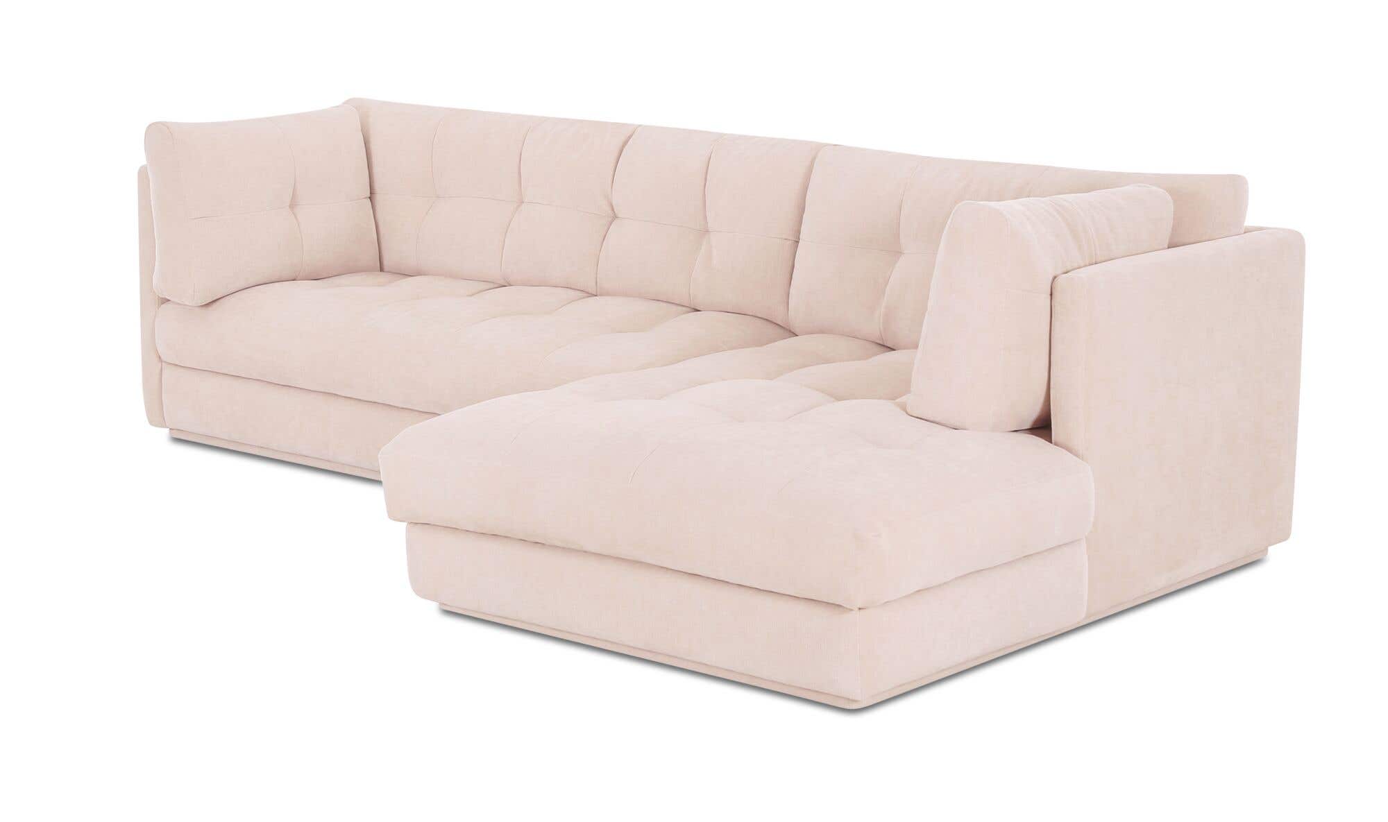 114.96" Light Beige Upholstered Right Facing Sectional