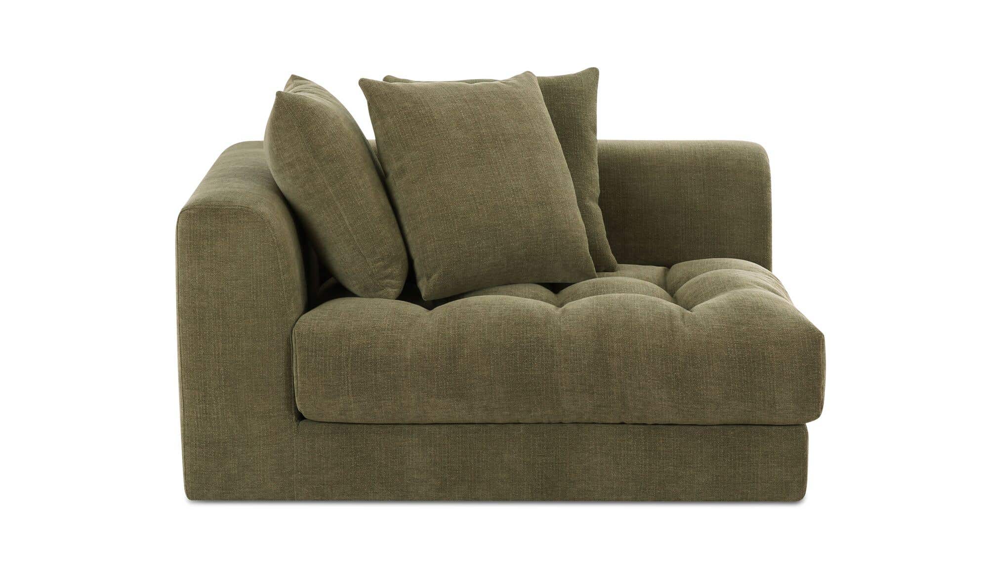 52" Olive Upholstered Left Arm Facing Chair