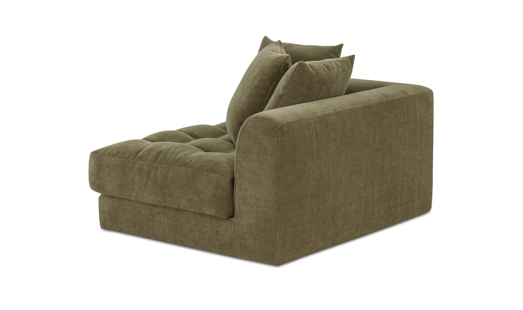 52" Olive Upholstered Left Arm Facing Chair