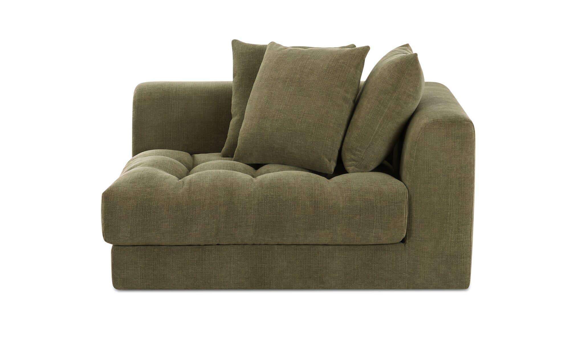 52" Olive Upholstered Right Facing Right Arm Facing Chair