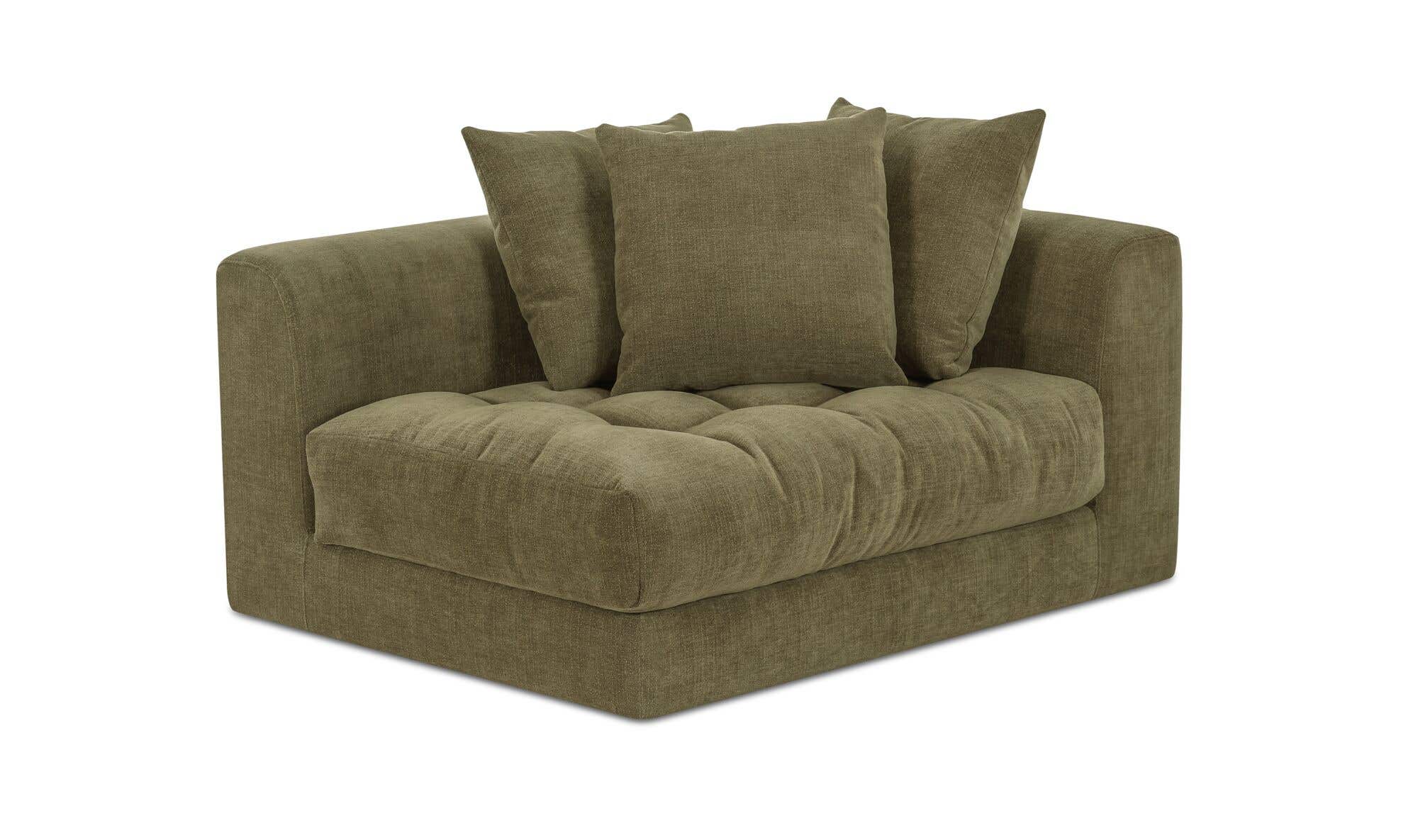 52" Olive Upholstered Right Facing Right Arm Facing Chair