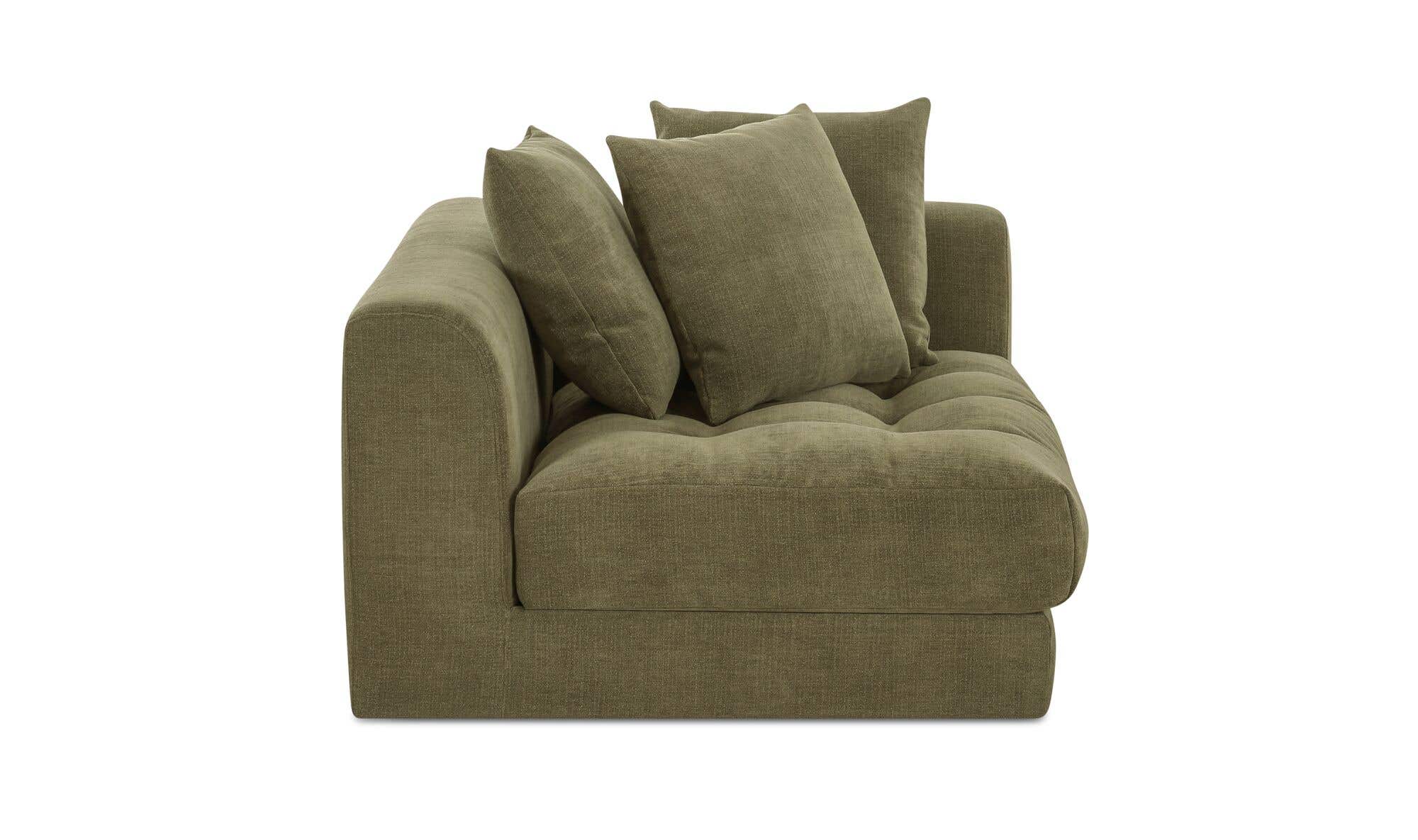 52" Olive Upholstered Right Facing Right Arm Facing Chair
