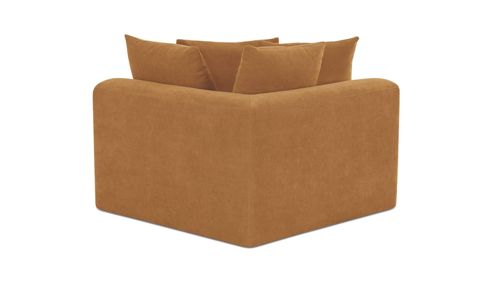 43.5" Golden Yellow Upholstered Corner Chair