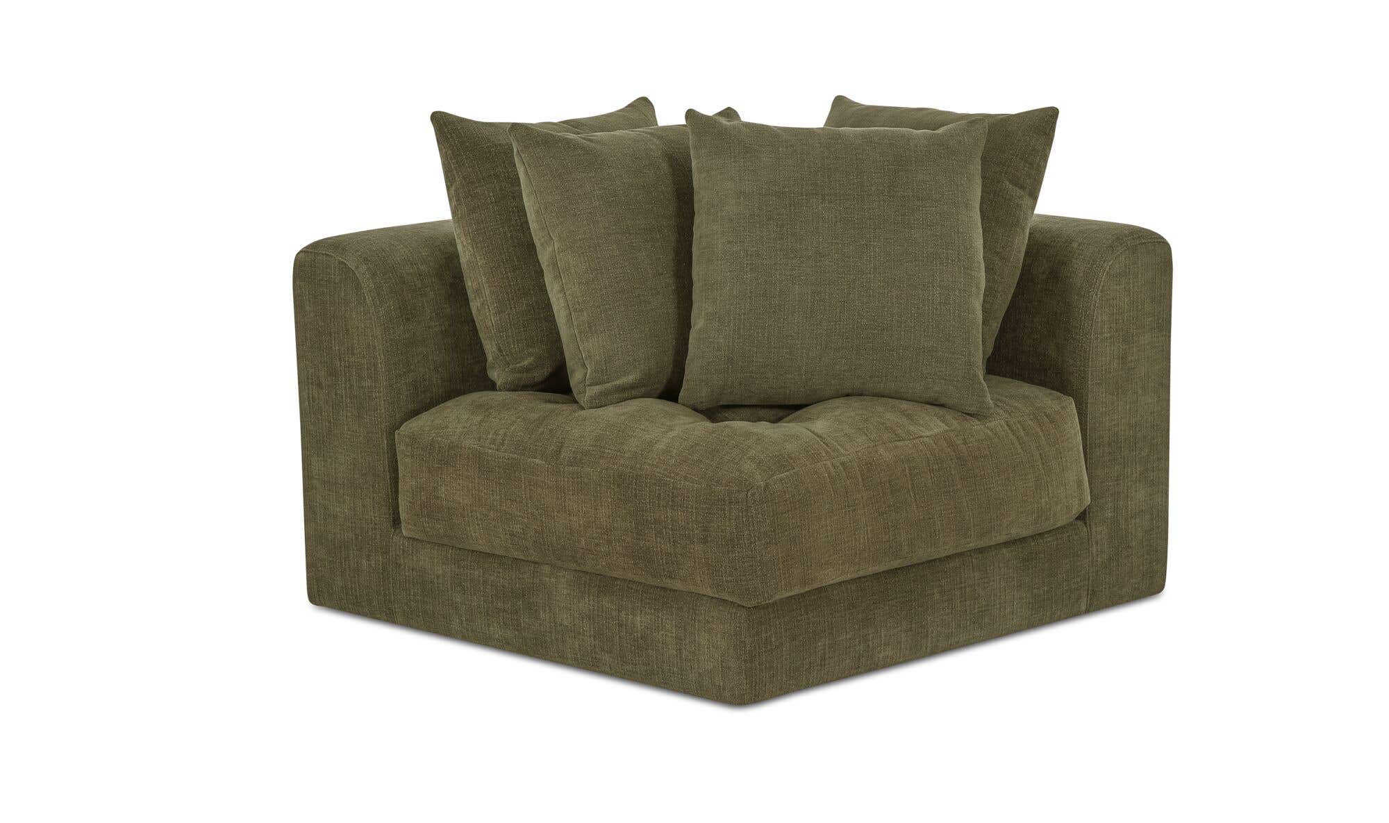 43.5" Olive Upholstered Corner Chair