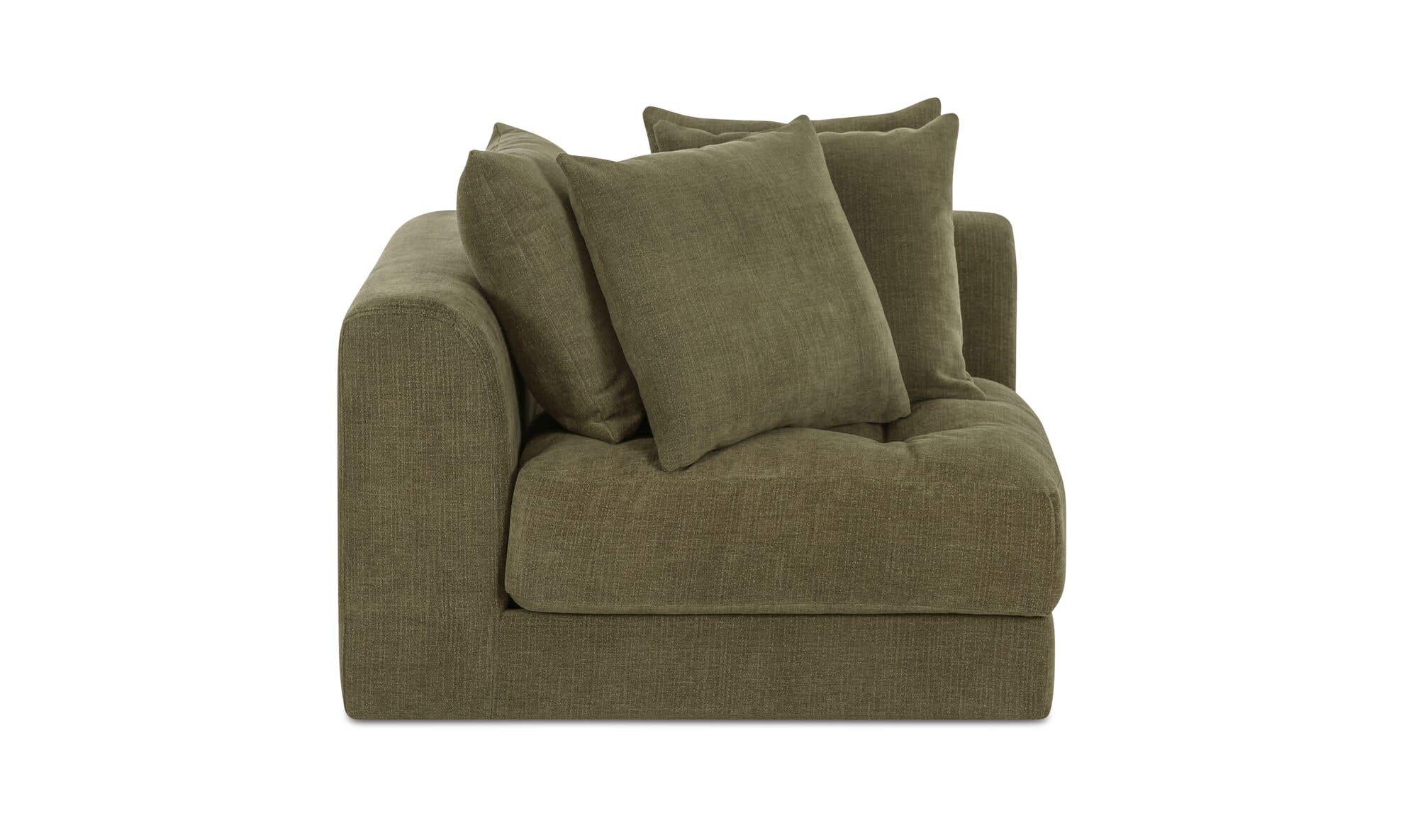 43.5" Olive Upholstered Corner Chair