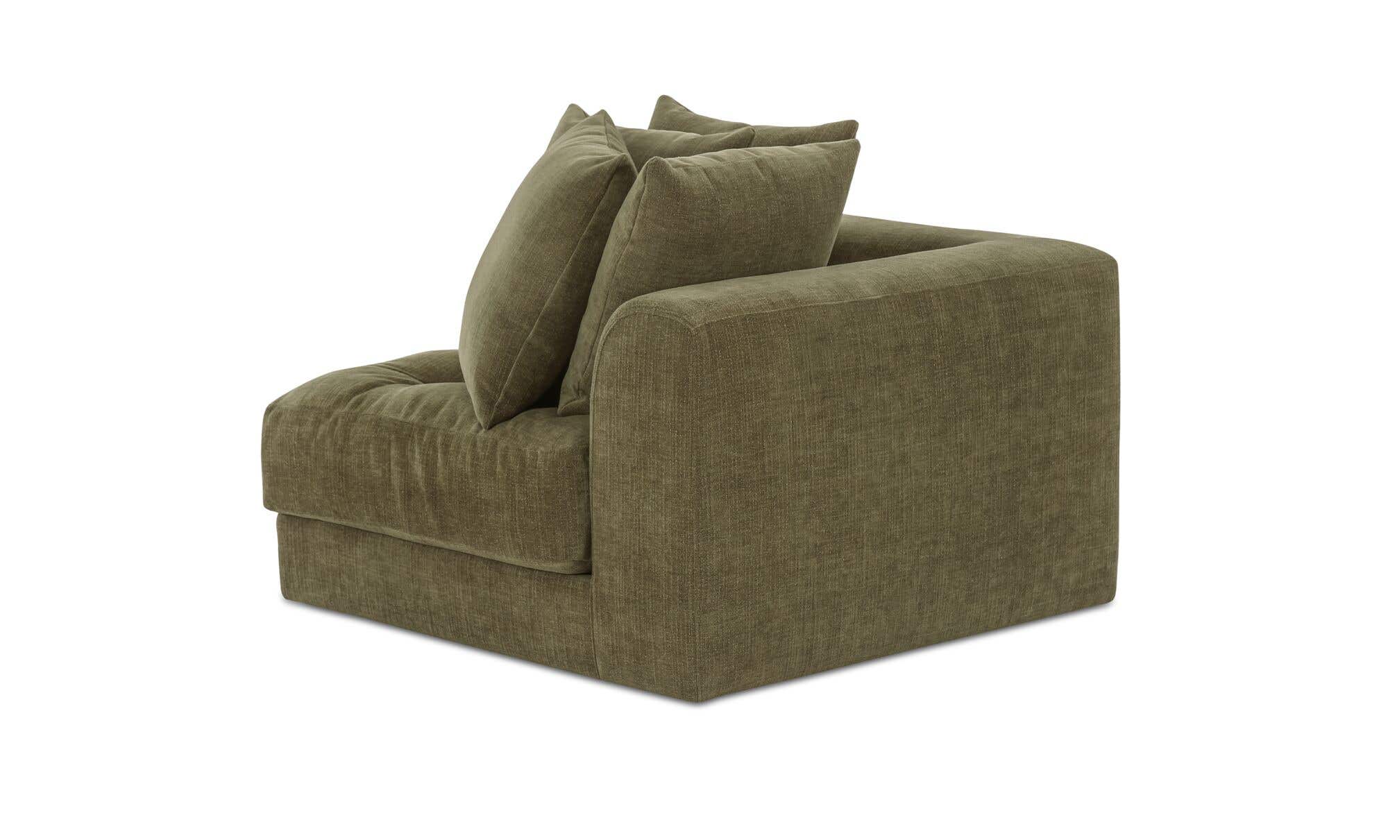 43.5" Olive Upholstered Corner Chair