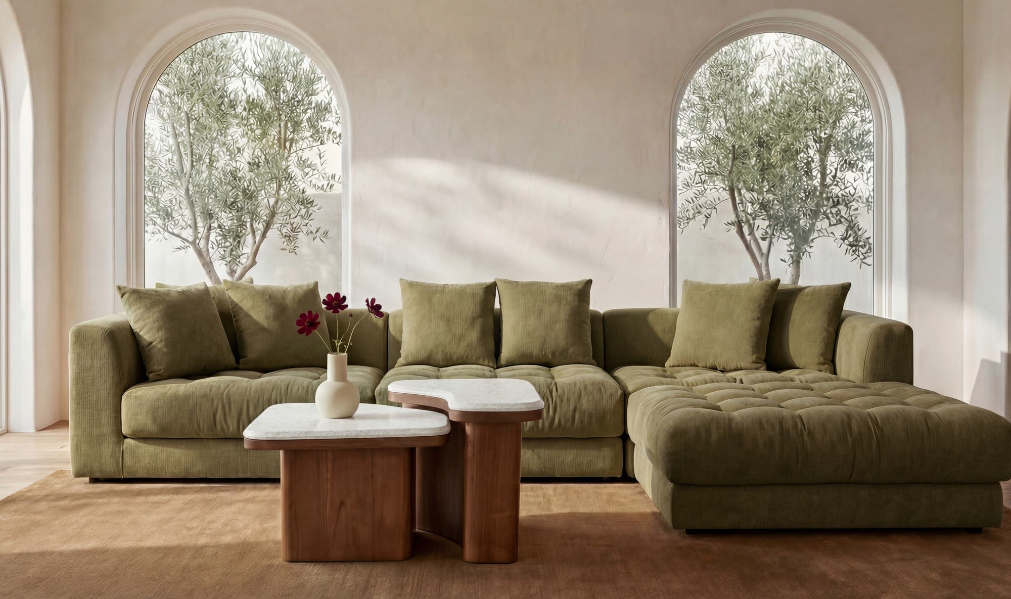 43.5" Olive Upholstered Slipper Chair