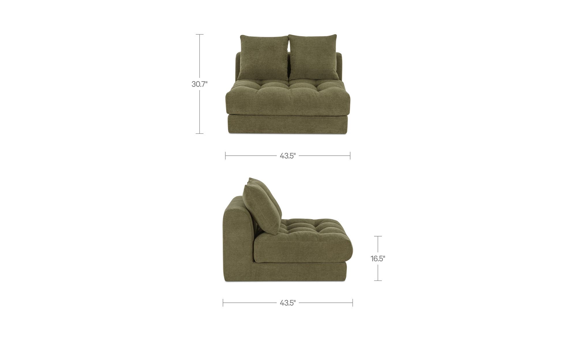 43.5" Olive Upholstered Slipper Chair