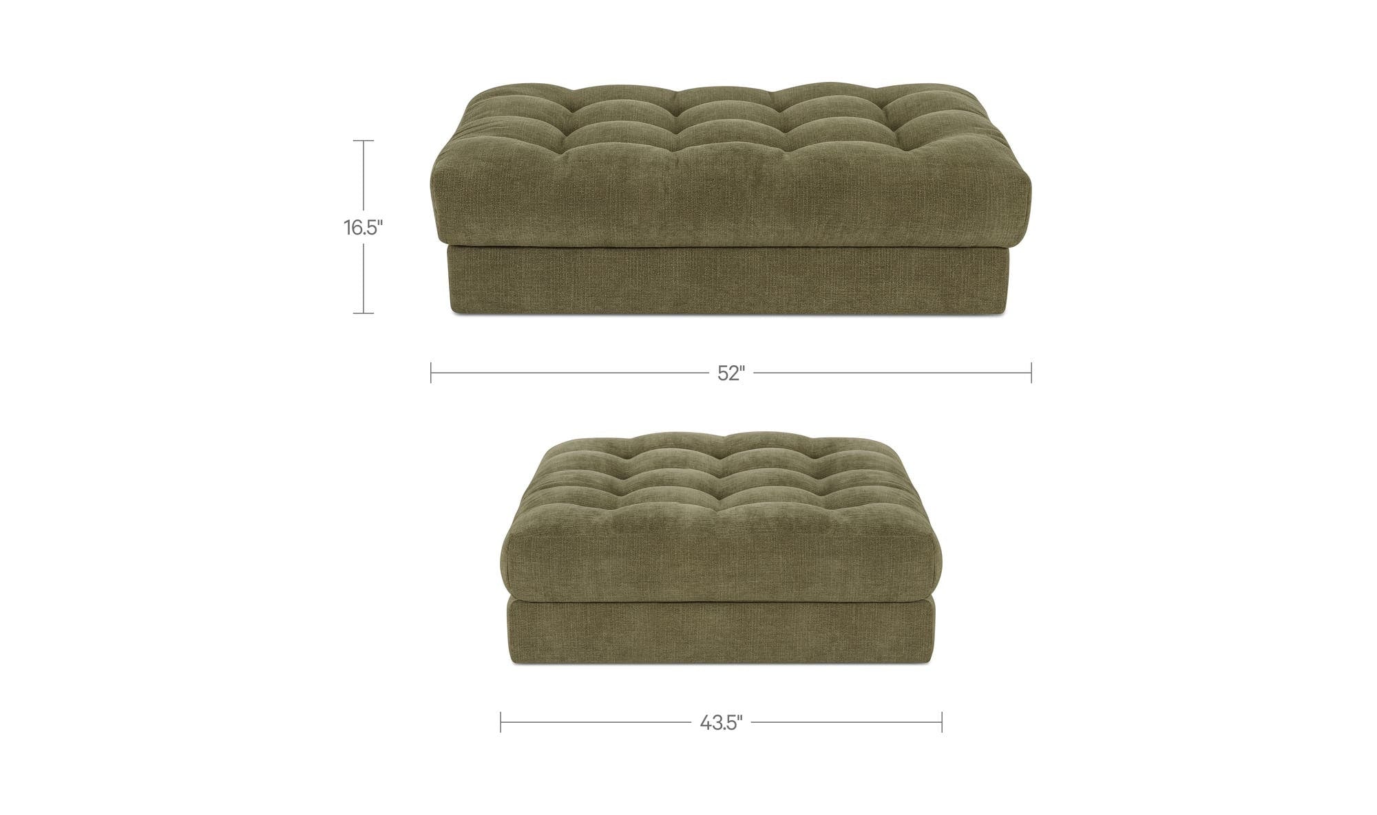 52" Olive Upholstered Ottoman