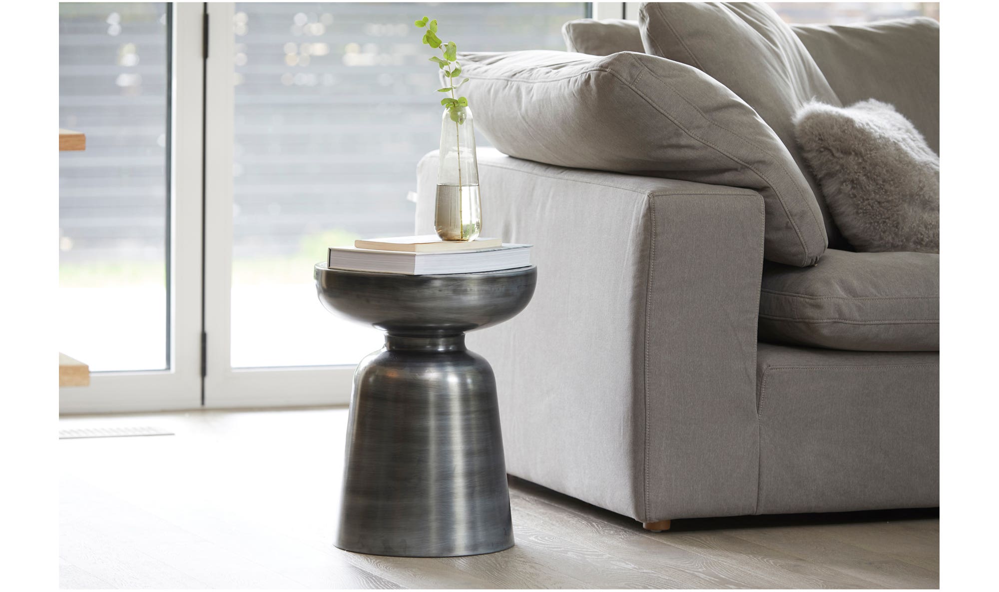 15" Antique Nickel Iron Side Table