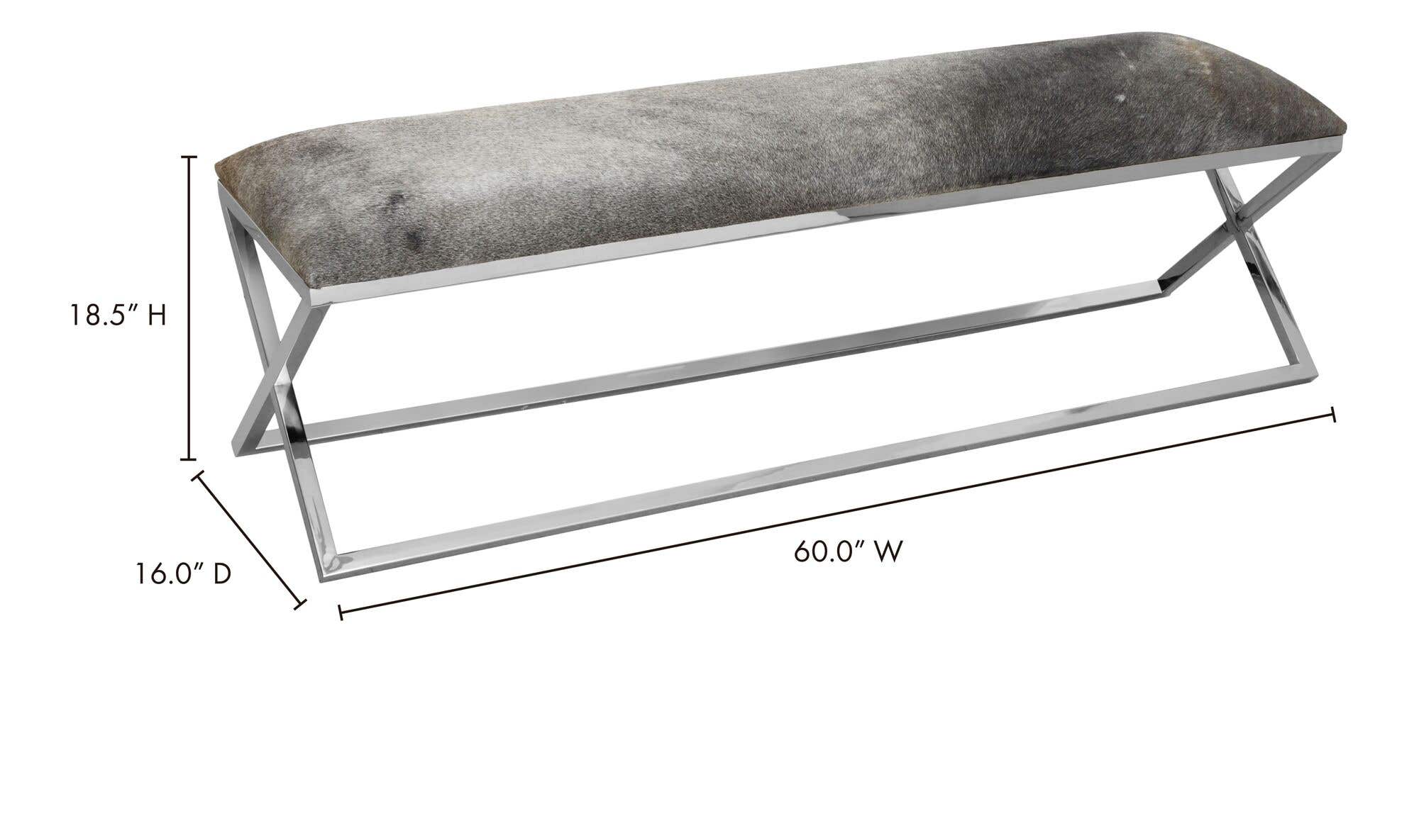 60" Grey Stainless Steel Bench