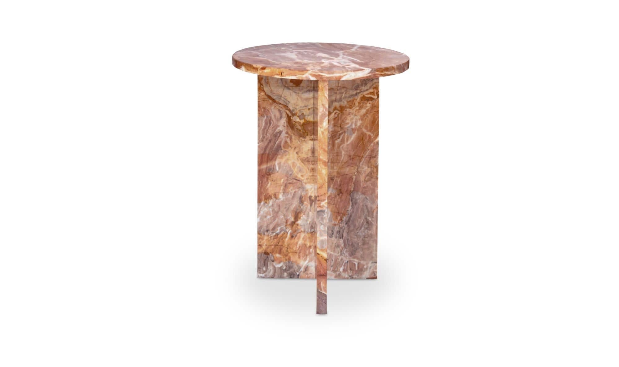 14" Orange Lavante Marble Side Table