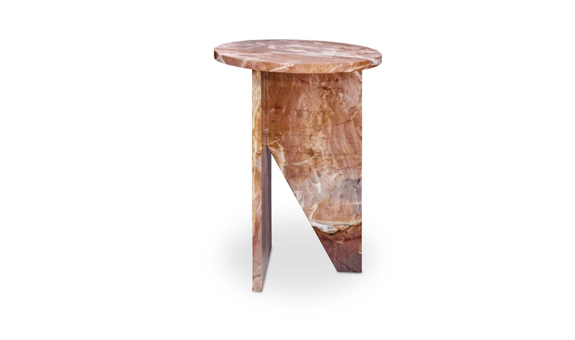 14" Orange Lavante Marble Side Table