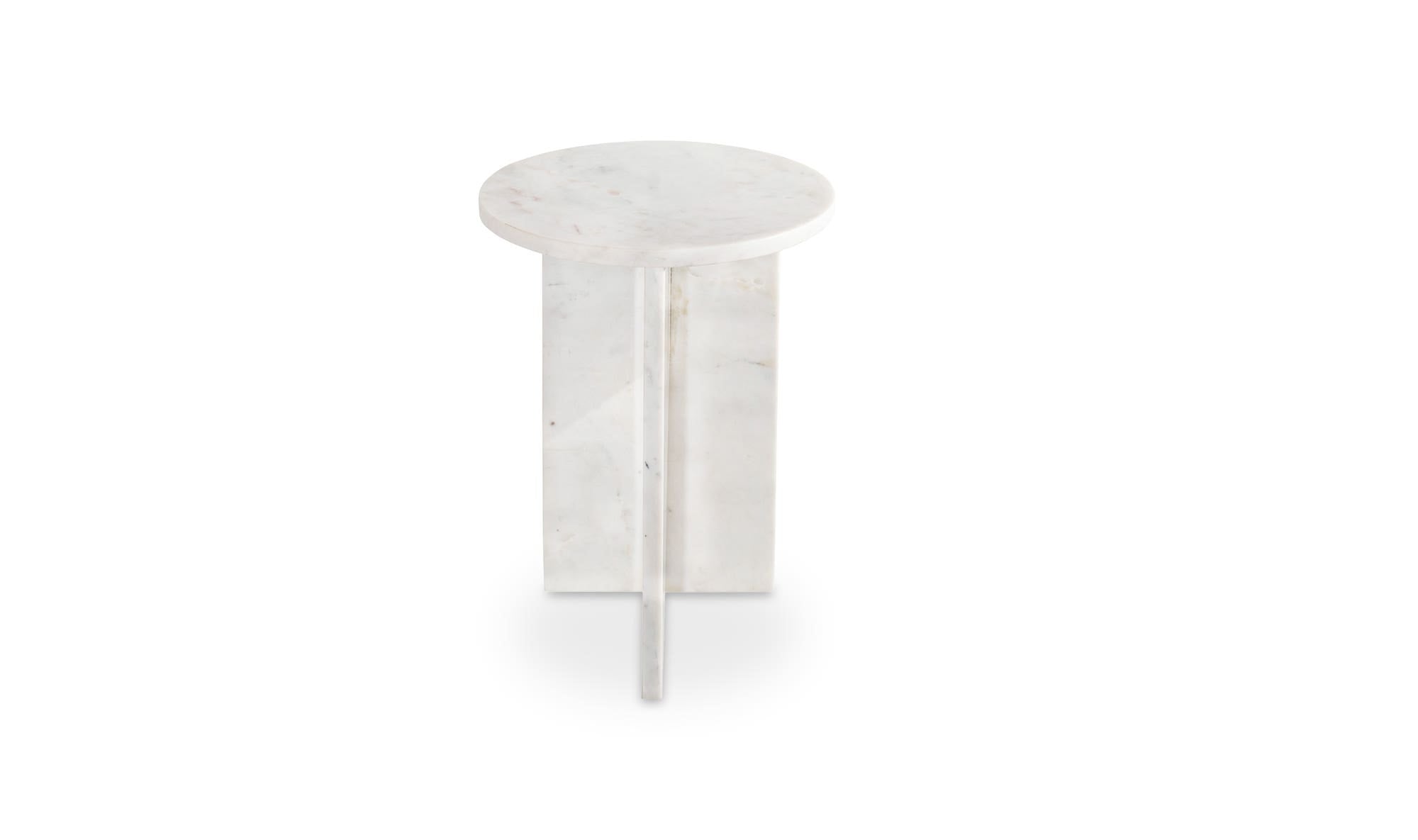 14" White Marble Side Table