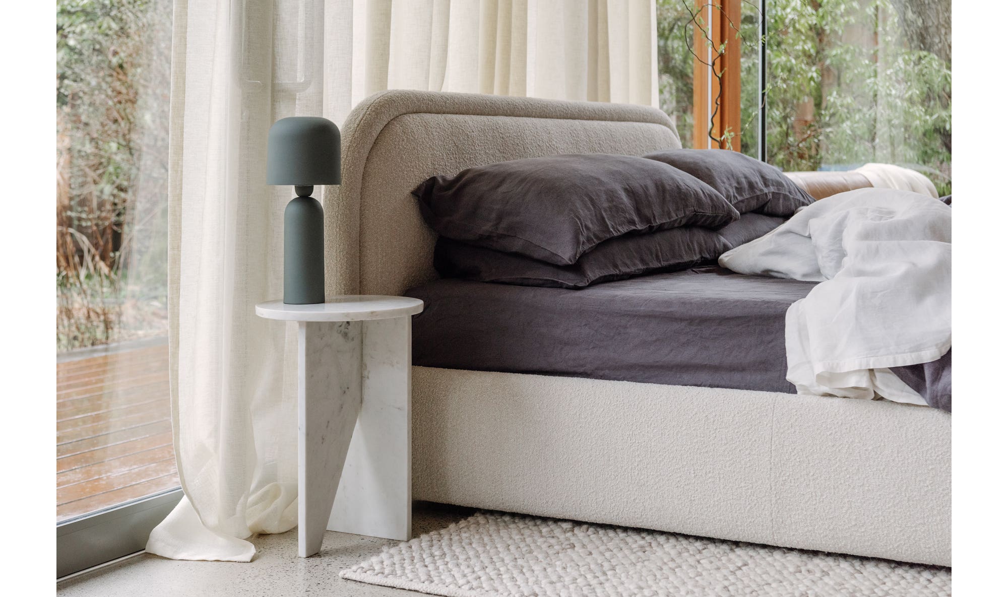 14" White Marble Side Table