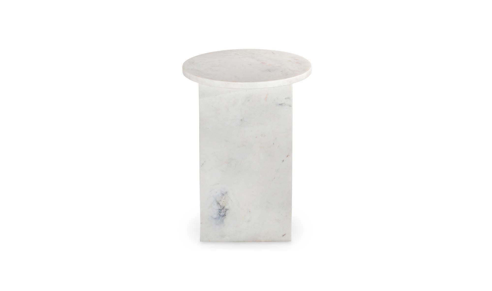 14" White Marble Side Table
