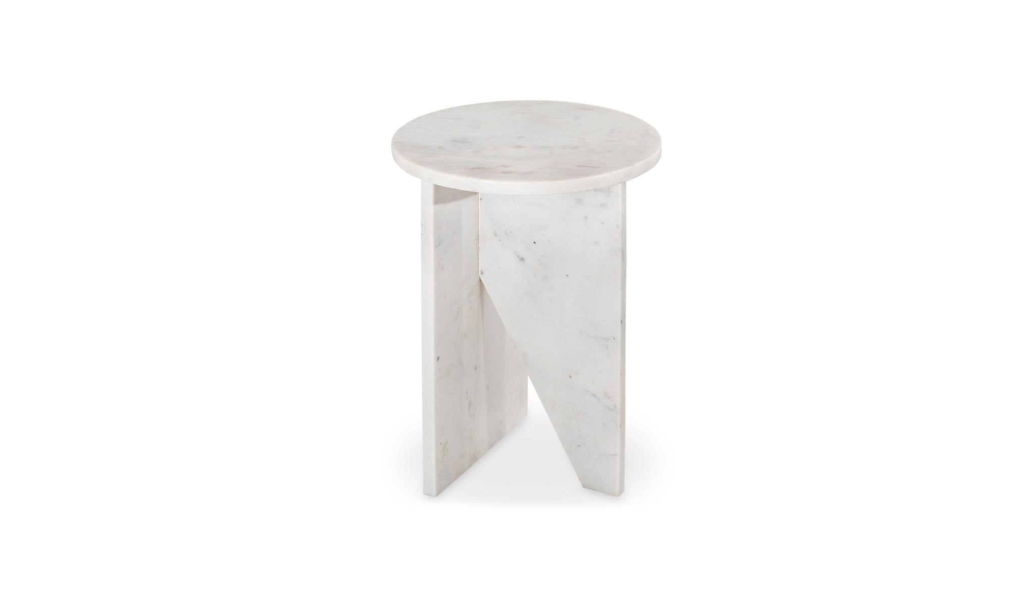 14" White Marble Side Table